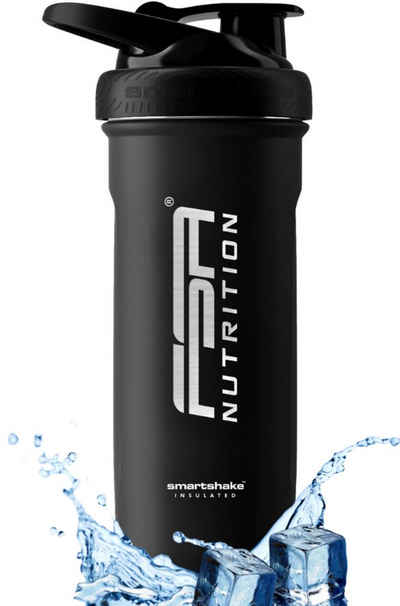 FSA Nutrition Trinkflasche Edelstahl 750 ml Thermoflasche Doppelwandig für kühle Shakes, inkl. Mischsieb