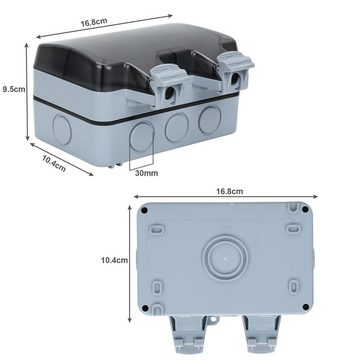 Bettizia Gartensteckdose IP66 Außensteckdose Aufputz-Steckdose Wandsteckdose mit Schalter 16A, 1-St.