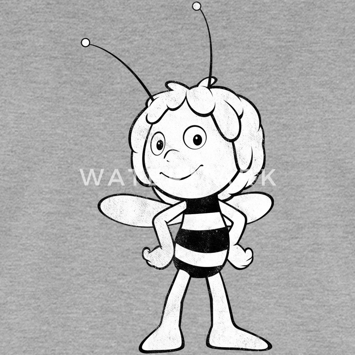 Spreadshirt T-Shirt Biene Maja Schwarz Weiß Line Art Frauen Premium T-Shirt (1-tlg)