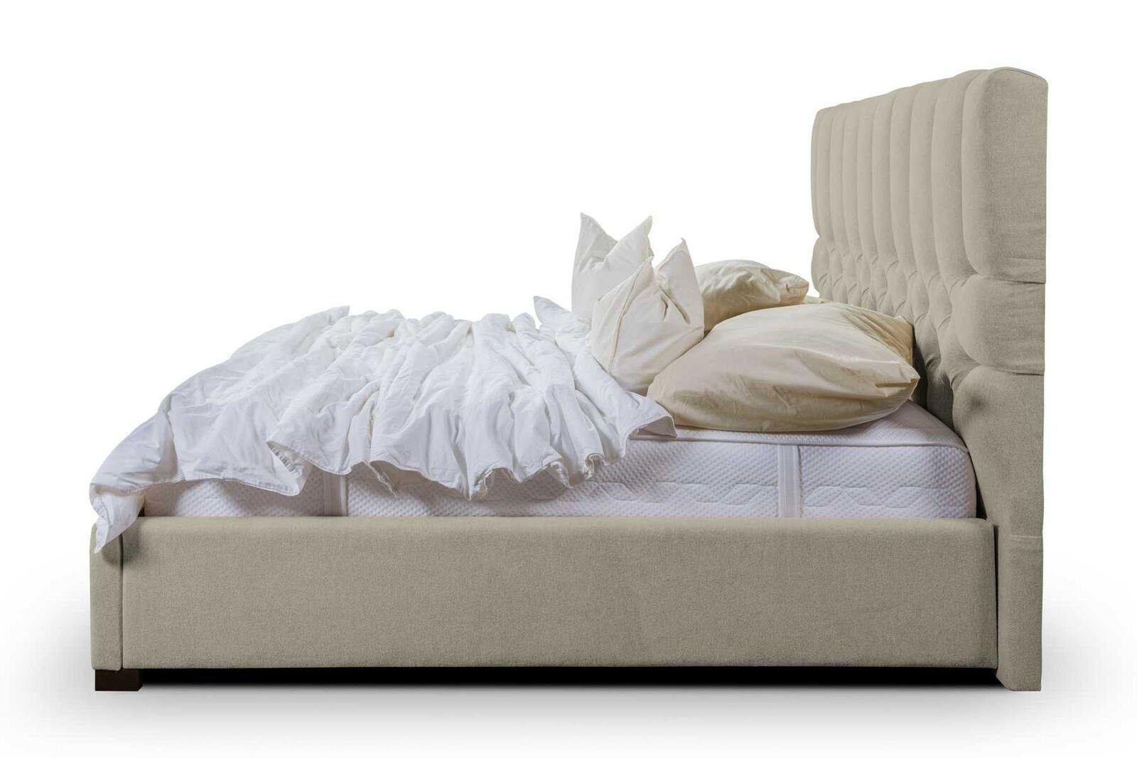 JVmoebel Bett Bett Beige Stoff Holz Bett Bett), in Made Betten Luxus Doppelbett Schlafzimmer (1-tlg., Europa Modern 1x