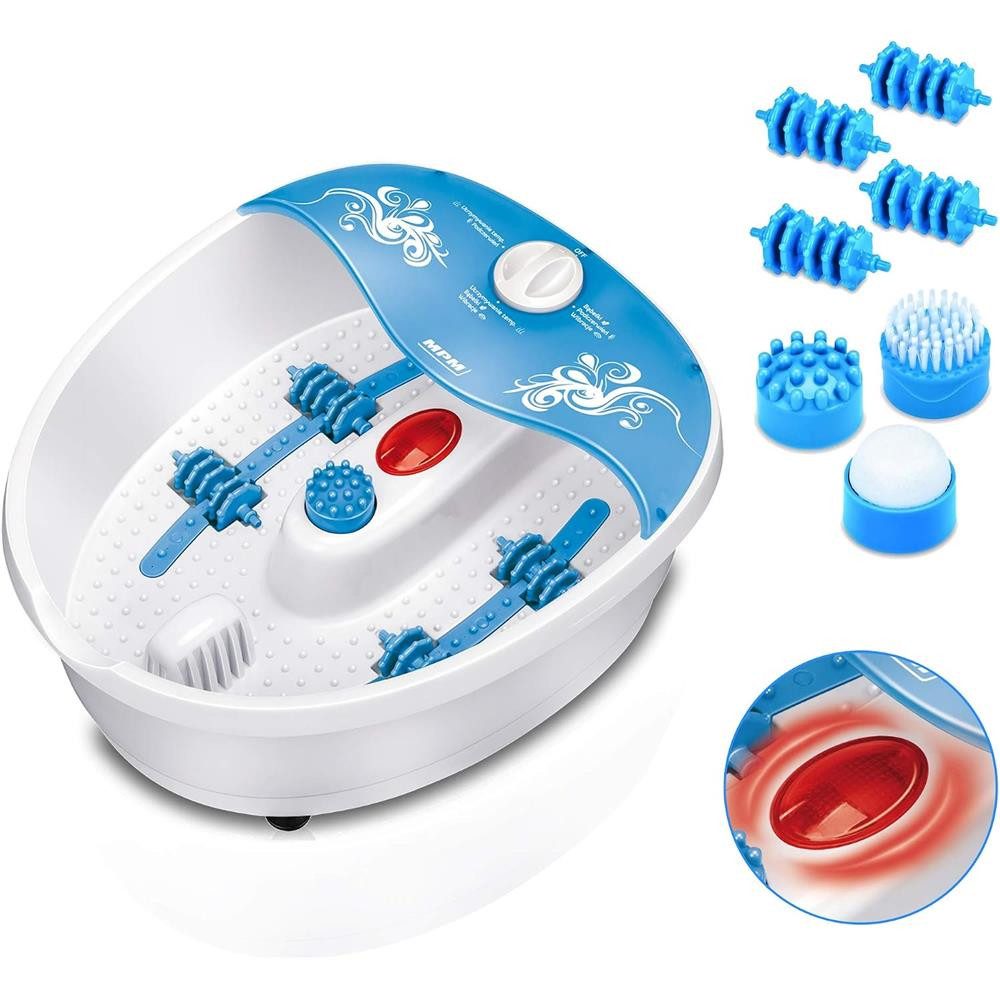 MPM Fußmassagegerät MMS-01, 3 Massagemodi, Infrarotlicht, Warmhalten, 4 Rollen, 3 Pflegeaufsätze