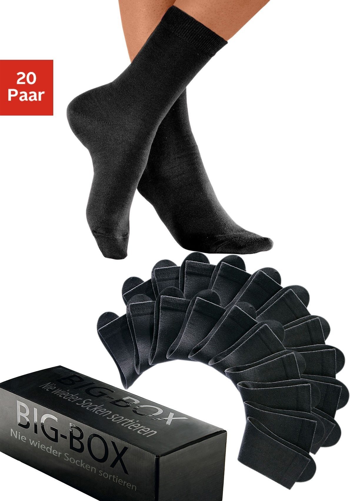 Go in Basicsocken Damensocken in der Großpackung (Box, 20-Paar, Gr. 35-38 bis 39-42) in der Big-Box