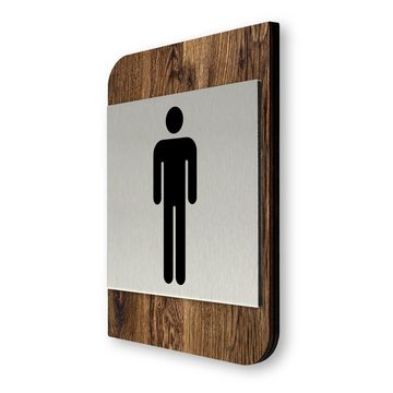 Kreative Feder Hinweisschild "Toilette Herren" - modernes Business-Schild aus Holz und Alu, für Innenräume; ideal für Büro, Schule, Universität