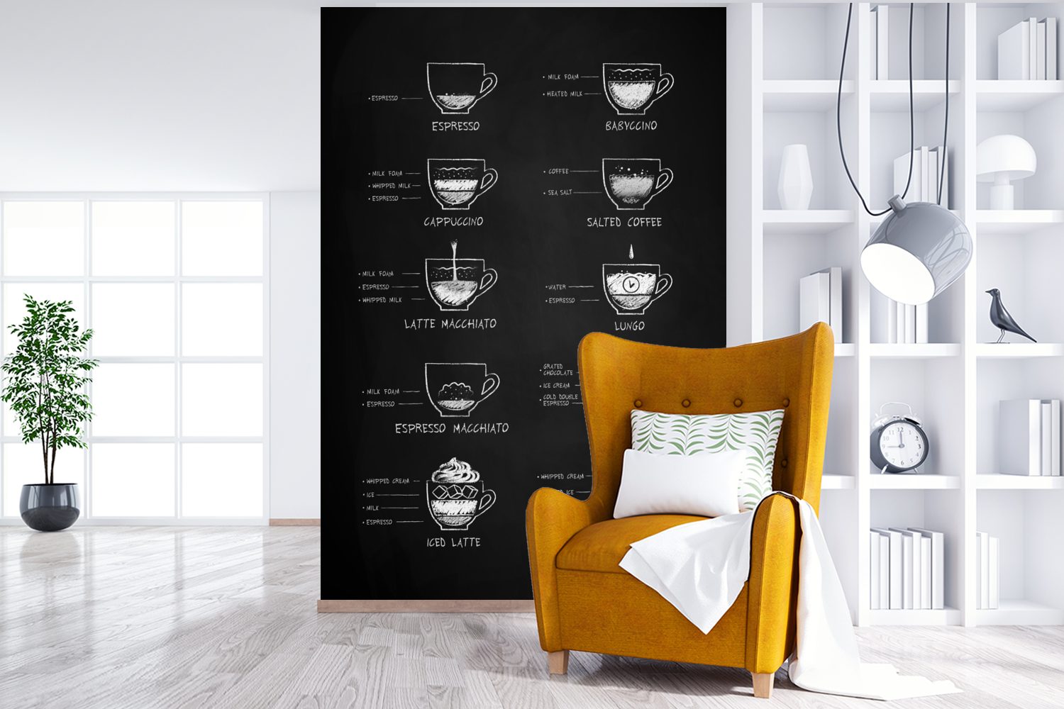 - Vinyl Kaffee - Montagefertig für Küche (3 Fototapete Matt, Milch, Wandtapete Wohnzimmer, MuchoWow St), bedruckt, Tapete