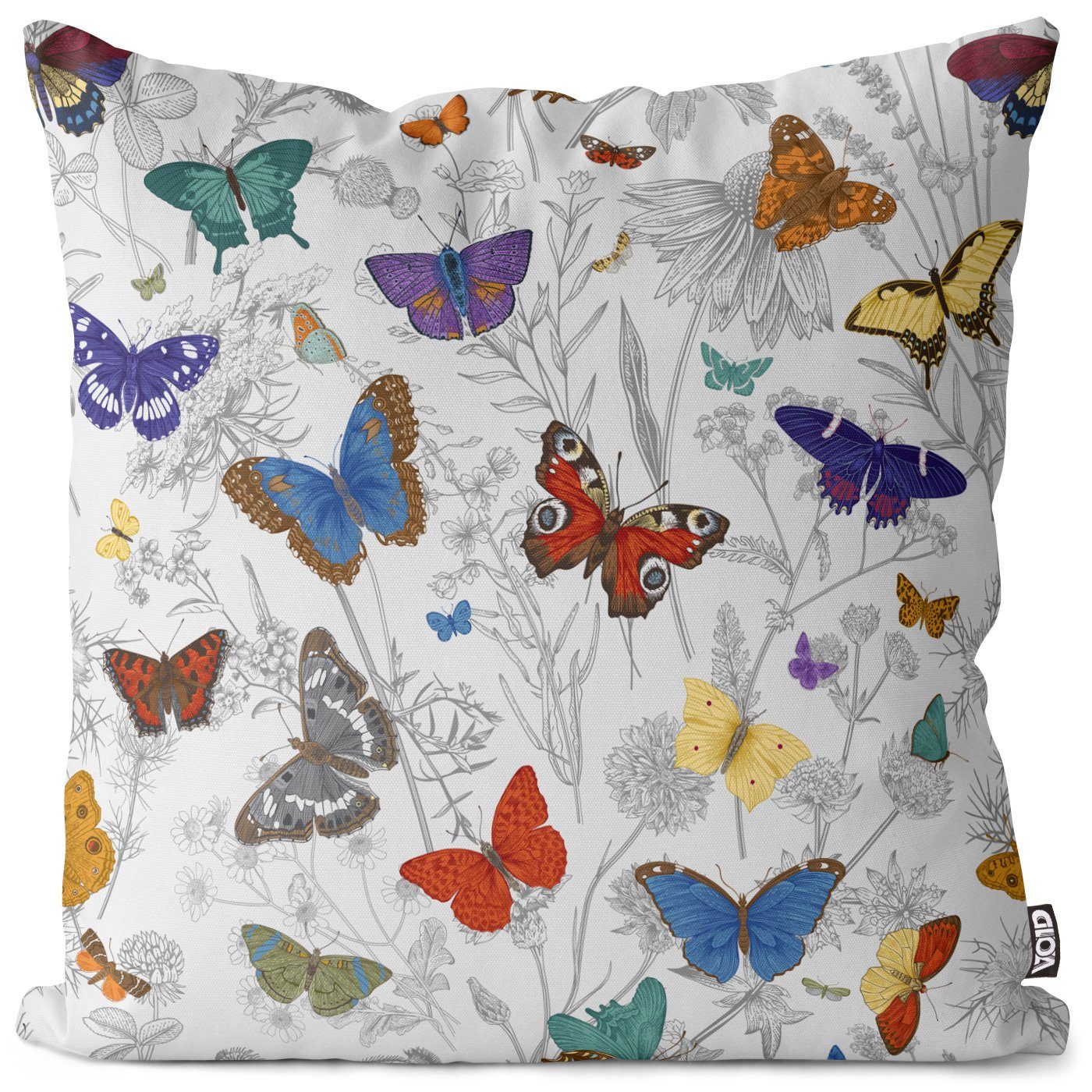 Schmetterling Sofa-Kissen Sommer Tiere Blumen-Wiese Garten-Party Kissenbezug, Hochzeit (1 Stück), Pfauenauge Pflanz weiblich Floral Blumen-Muster Bade-Tasche Insekten VOID