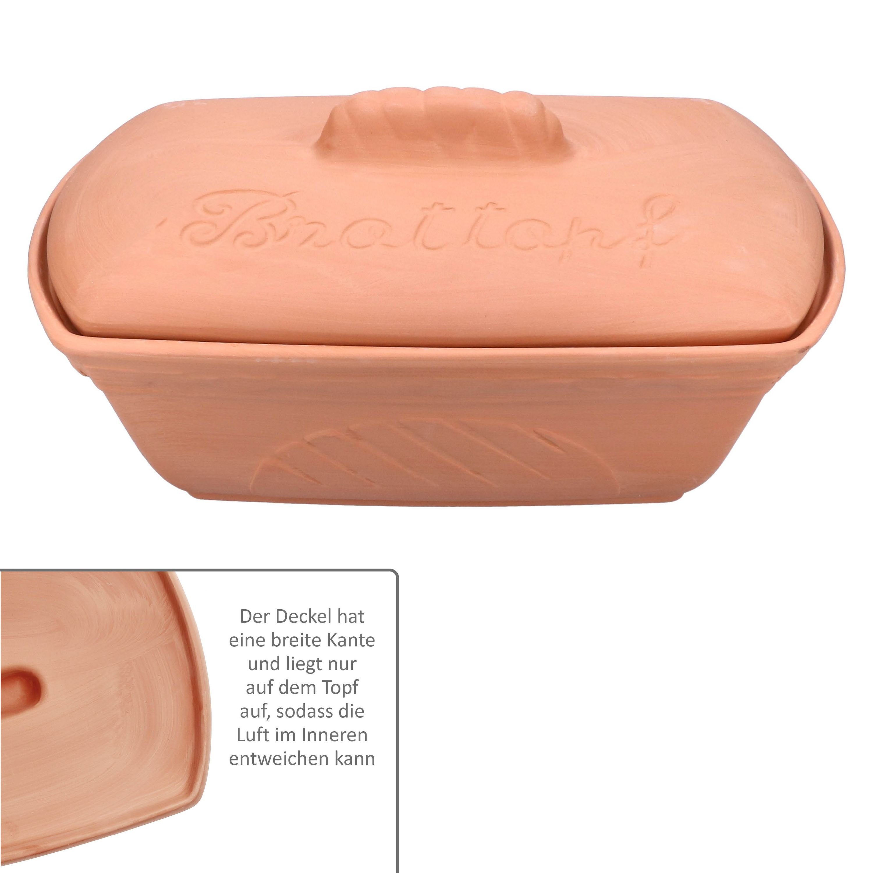 MamboCat Brotkasten Terra Brottopf Brotkasten mit Deckel Brötchen Aufbewahrungsbox Ton, Ton