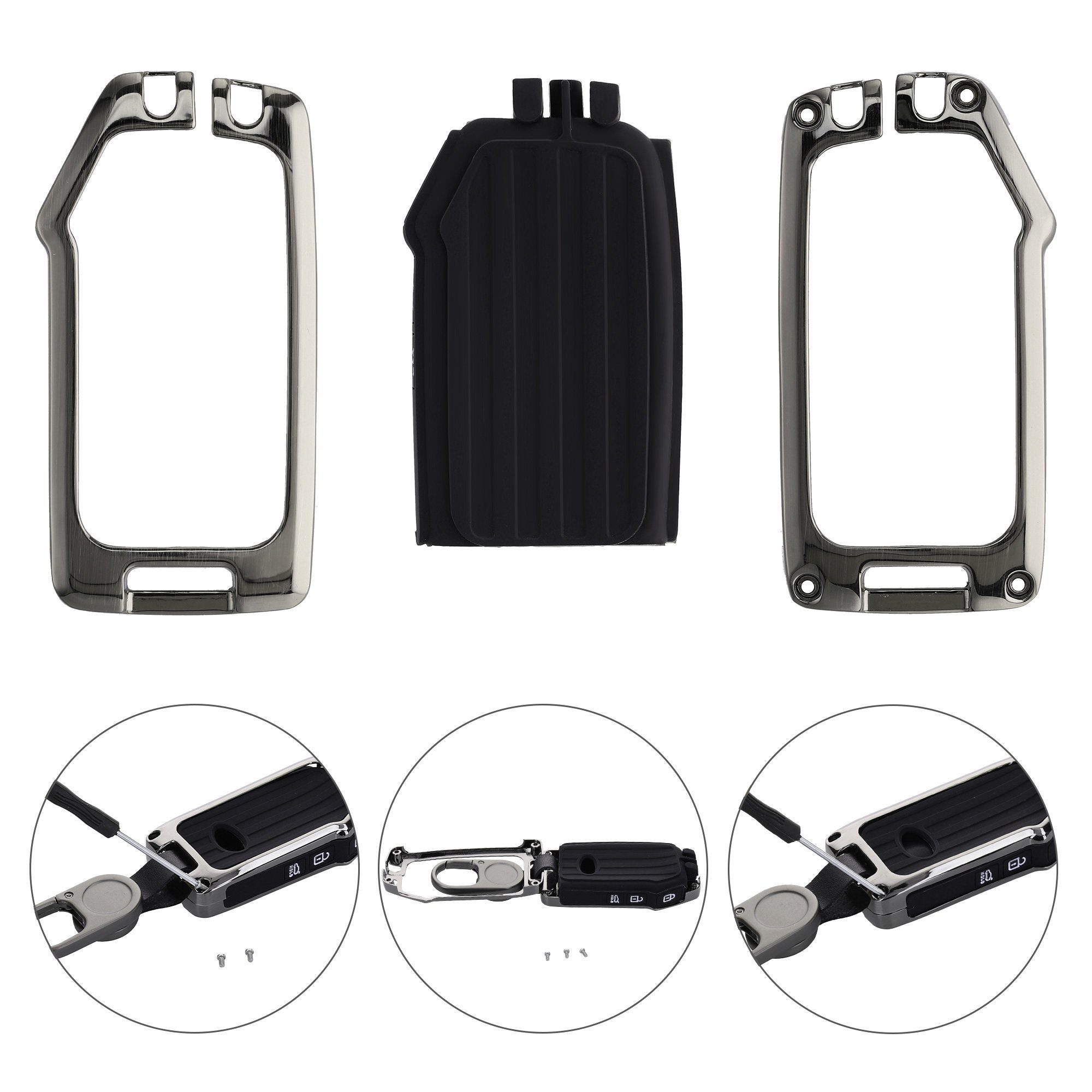 kwmobile Schlüsseltasche Autoschlüssel Hülle für Kia 3-Tasten Smart Key  Autoschlüssel, Hardcover Metall Schutzhülle