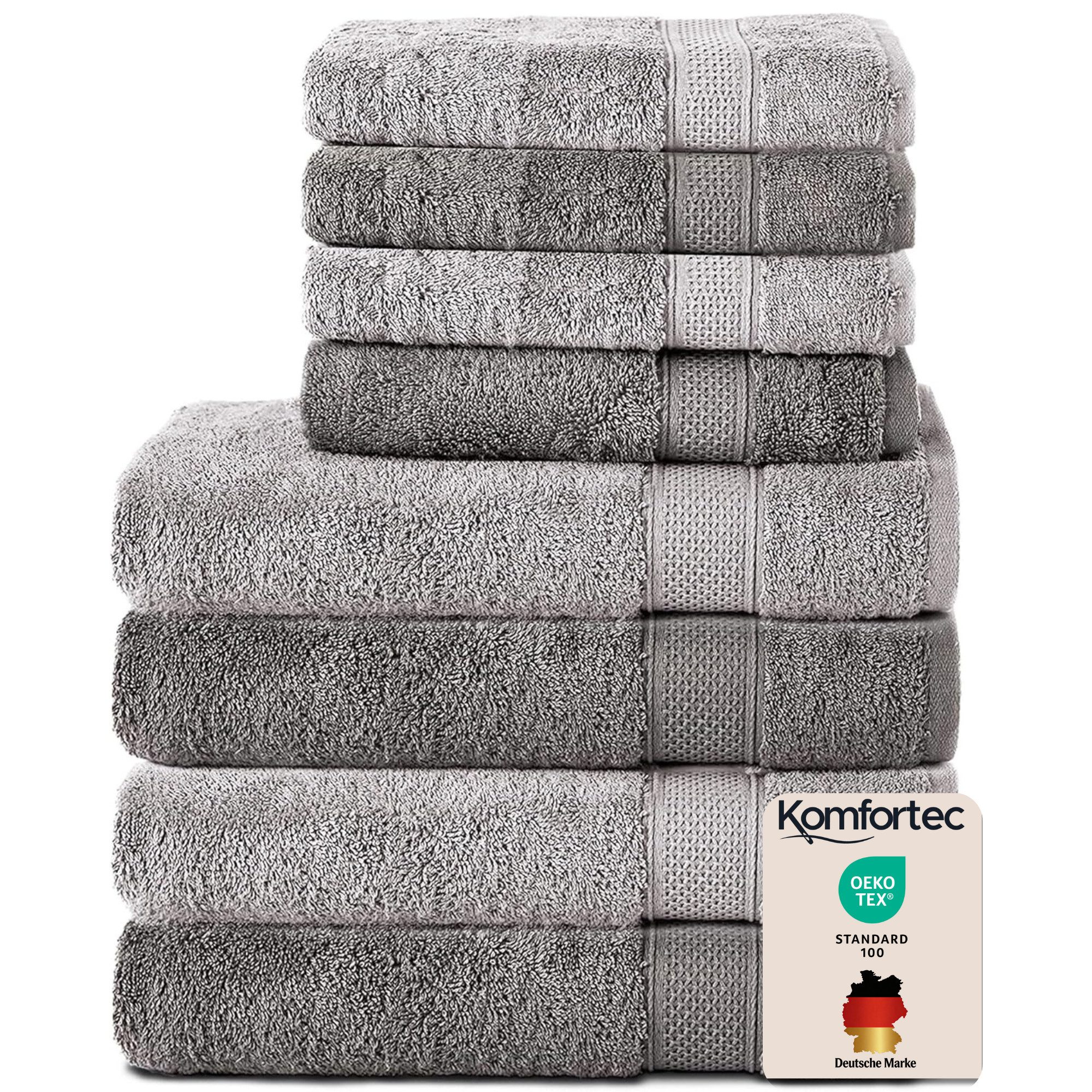 Komfortec Handtuch Set aus 100% Baumwolle, 4 Handtücher 50x100 cm und 4 Bad günstig online kaufen