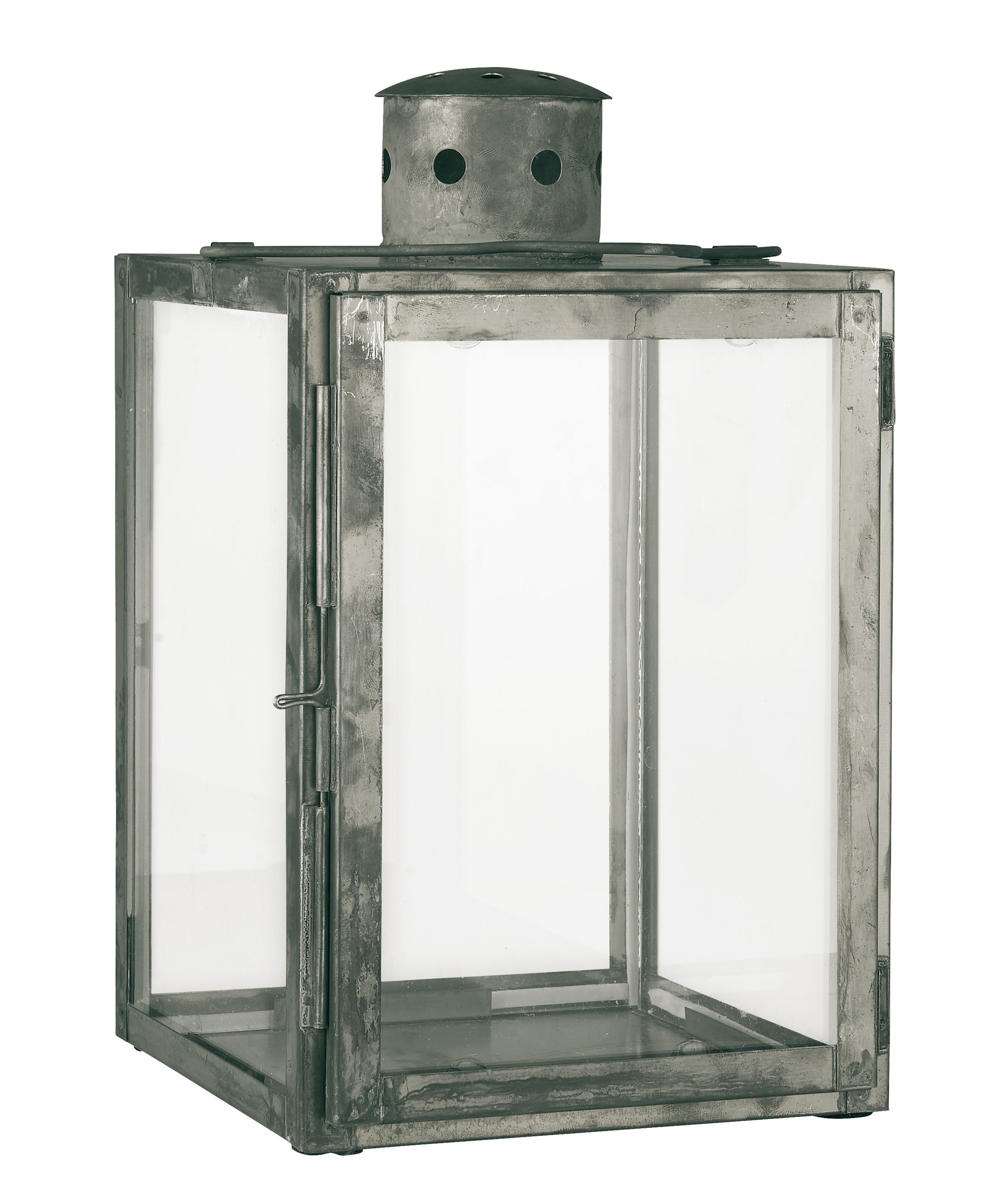 Windlicht Ib Laursen - Laterne Windlicht Kerzenhalter H 29cm Glas Metall Grau