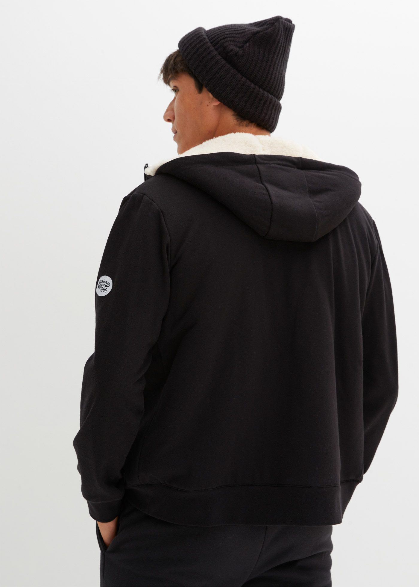 bonprix Kapuzensweatjacke mit Kapuze, mit Kuschel-Fleece-Futter, aus Baumwolle und Polyester