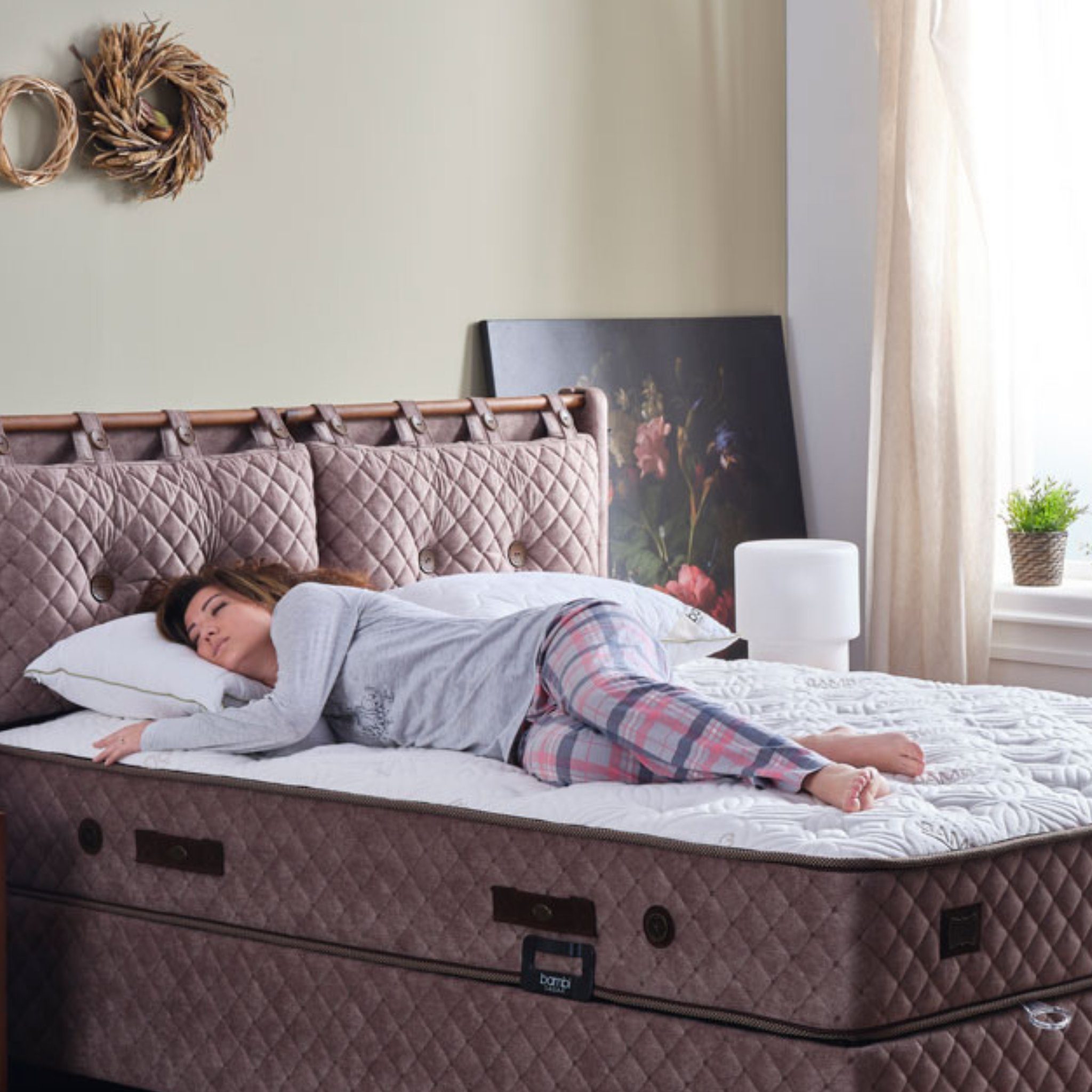 Bambi Boxspringbett Schlafzimmer Set Boxspringbett 180x200 - 140x200 Bamboo Sleep (2 Bettkästen + Kopfteile + Matratze), Stauraum bett