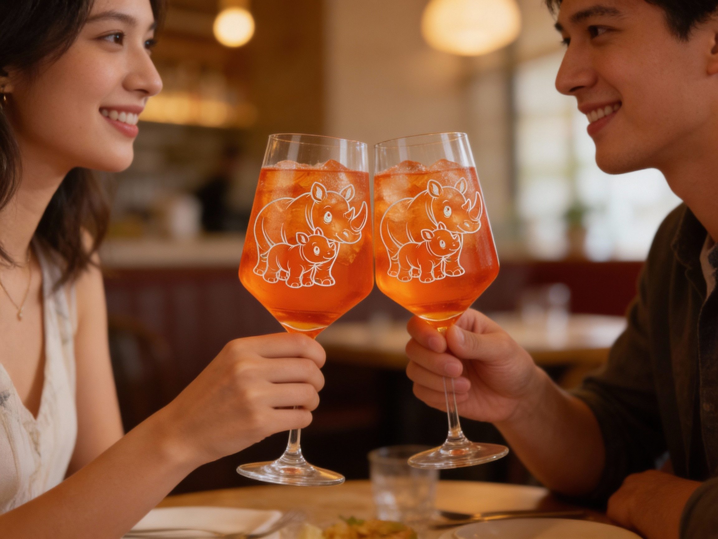 Valhalla Weinglas 1x Nashorn Gravur mit Baby 350ml spülmaschinenfest, 1-tlg., Glas, Atemberaubende Darstellung