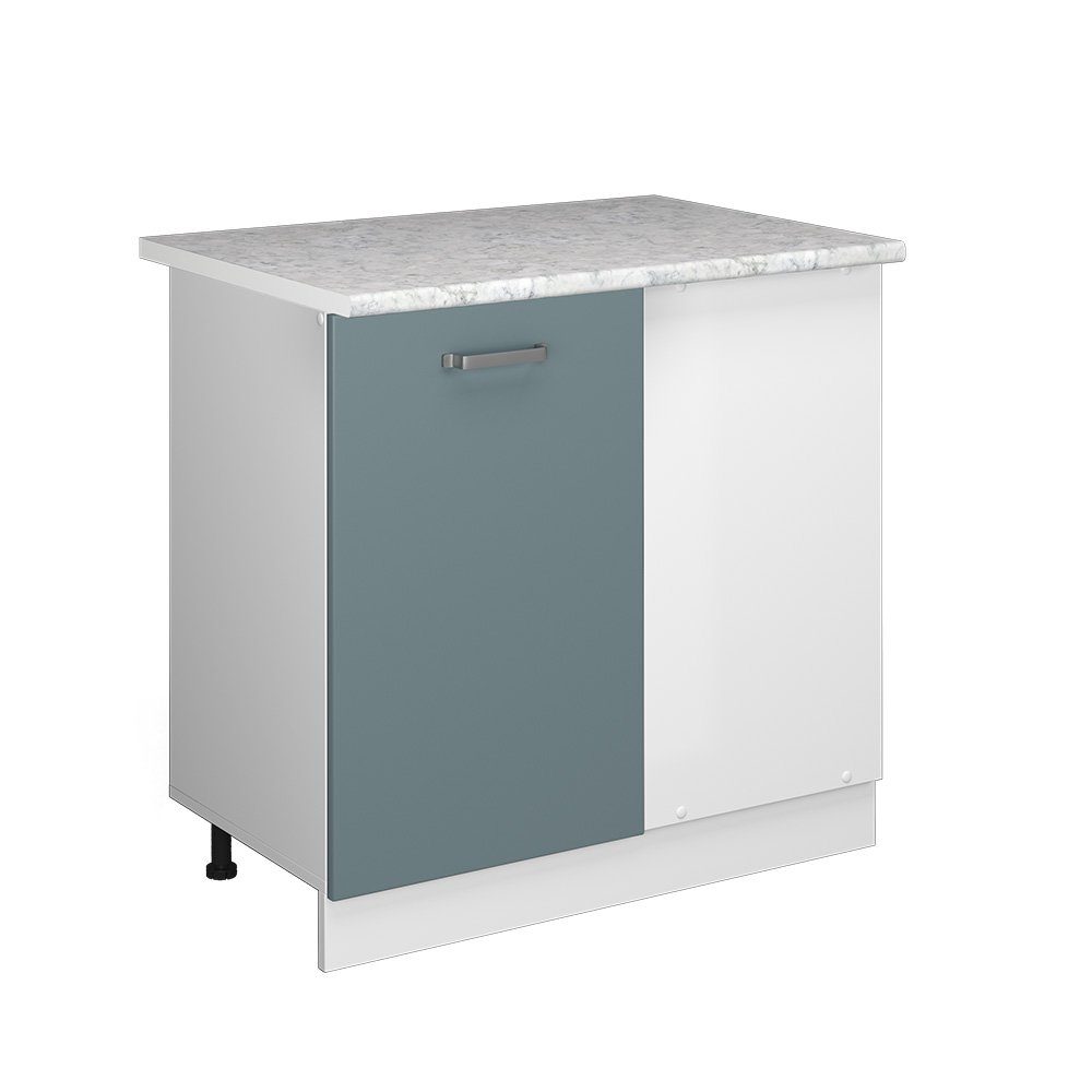 Vicco Eckunterschrank R-Line Küchen Eckschrank Blau-Grau/Weiß 86 cm AP Marm günstig online kaufen
