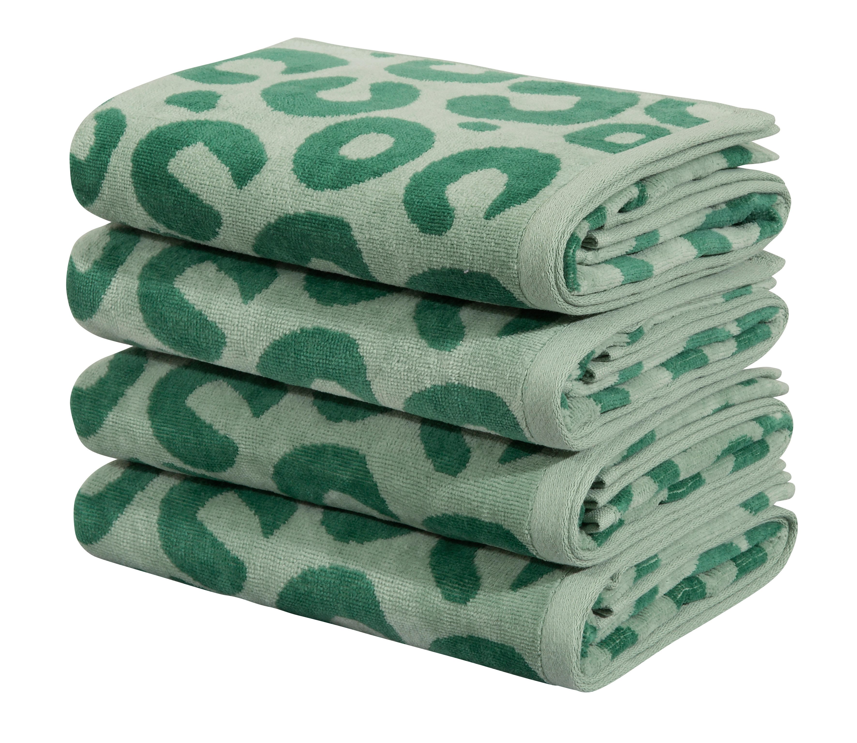 OTTO home Handtuch Set Anna Leopardenmuster, 4-tlg Handtuch-Set, 50x100cm, 100% Baumwolle, Frottiervelours (Set, 4-St), Handtücher, weich, saugstark, modern, Leo, Animal Print