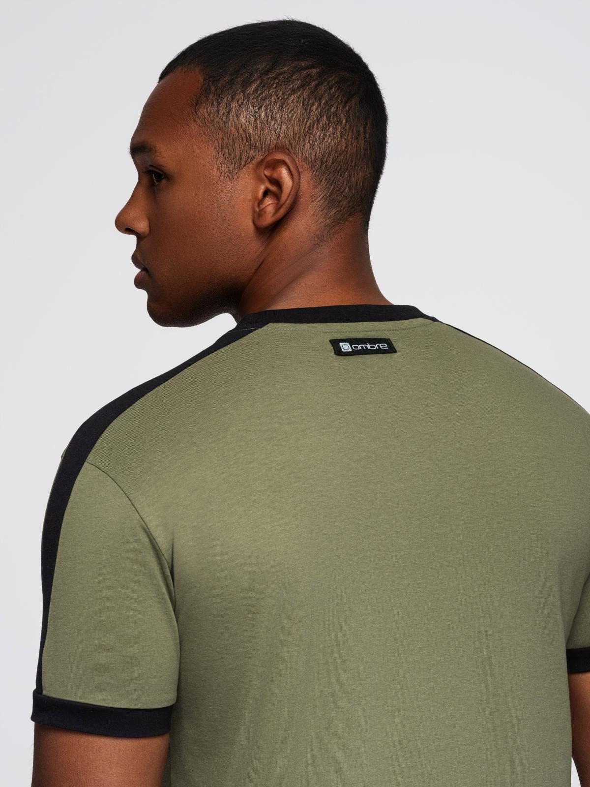 OMBRE T-Shirt Herren-T-Shirt aus Baumwolle mit kontrastierenden Einsätzen