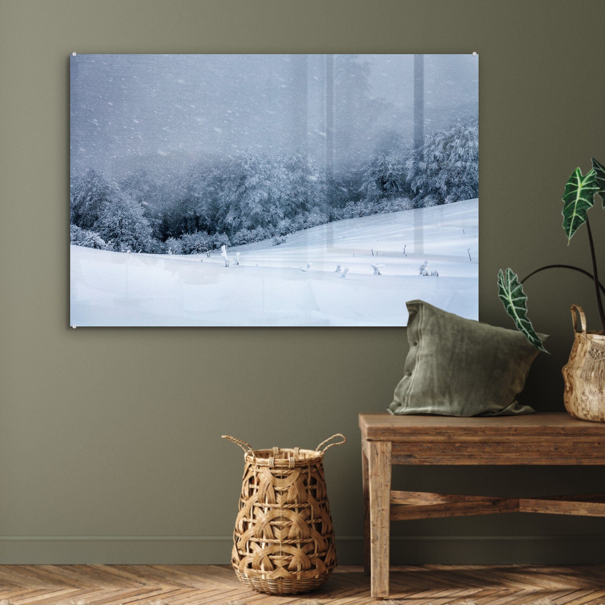 MuchoWow Acrylglasbild Berg mit Schnee, St), Acrylglasbilder Wohnzimmer (1 Schlafzimmer &