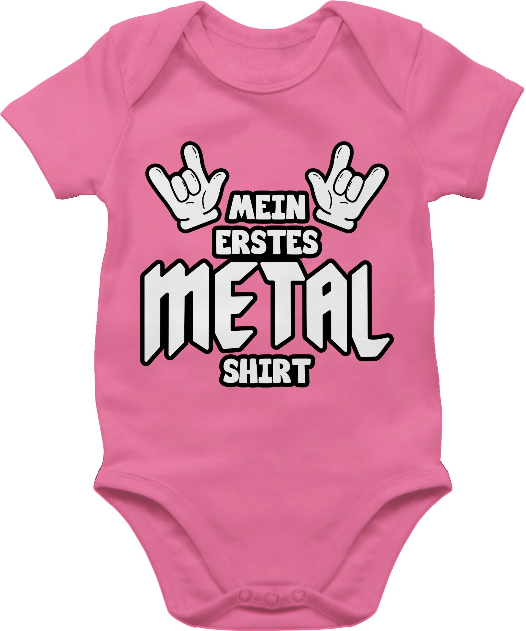 Shirtracer Shirtbody Mein erstes Metal Shirt Comic Sprüche Baby 2 Pink