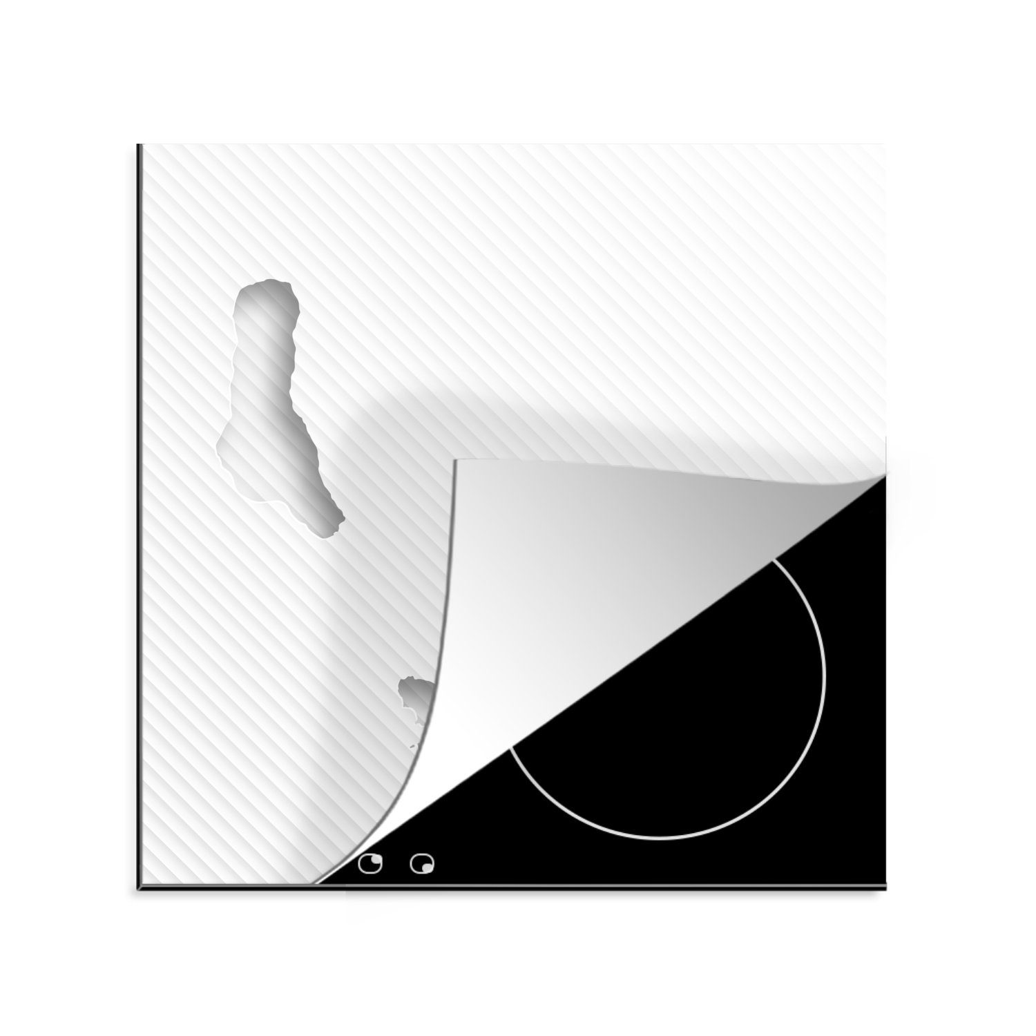 (1 tlg), Eine Vinyl, für der Komoren, cm, Herdblende-/Abdeckplatte 78x78 MuchoWow Arbeitsplatte Ceranfeldabdeckung, Illustration küche gestreifte