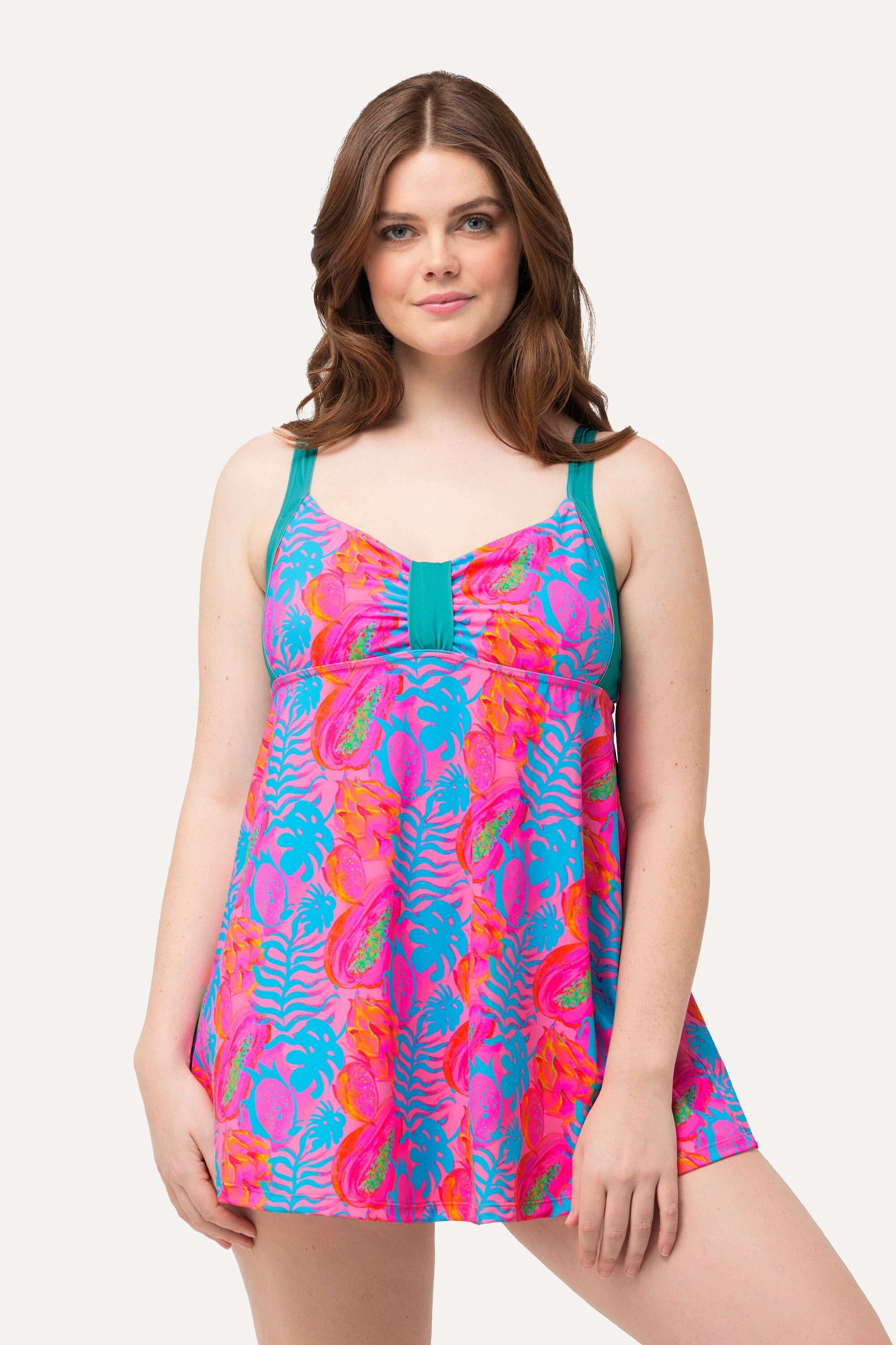 Badekleid Badekleid Neon-Blätterdruck Softcups