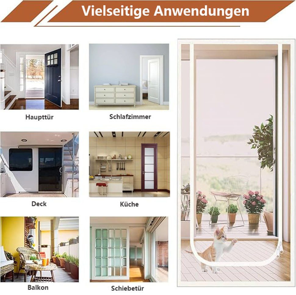 Auledio Insektenschutz-Tür Katzenabwehr Reißverschluss Türvorhang aus langl günstig online kaufen