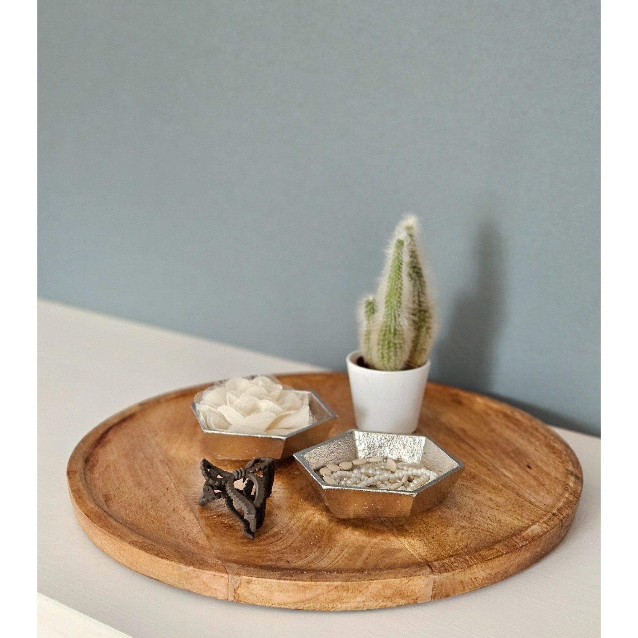 Meinposten Dekoschale Metallschale klein Schälchen 2er Set rund oval Kerzensand (Spar-Set, 3 St., 2er Set)