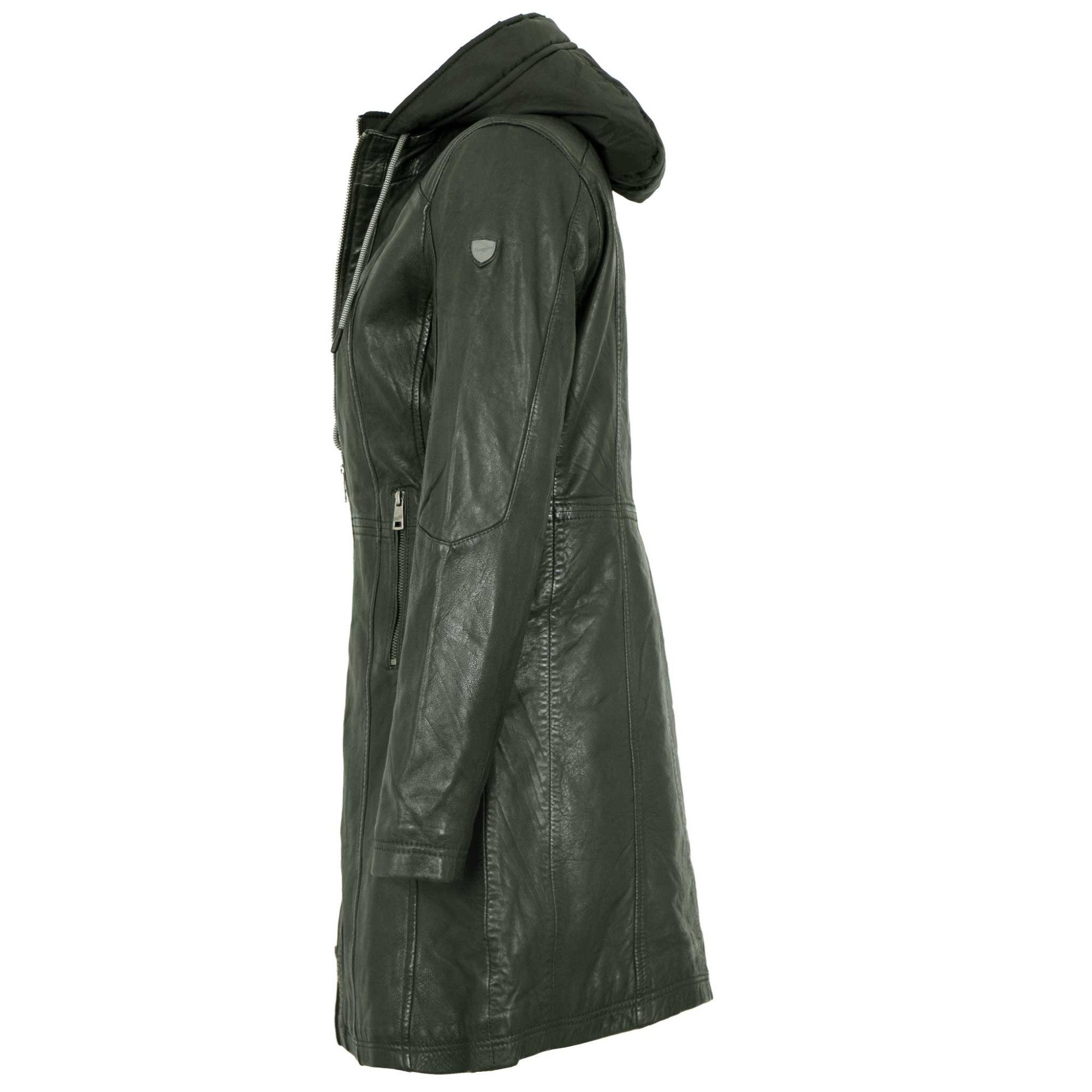 Mauritius Lederjacke MWMilene Mauritius - Damen Ledermantel Kapuze Lammnapp günstig online kaufen