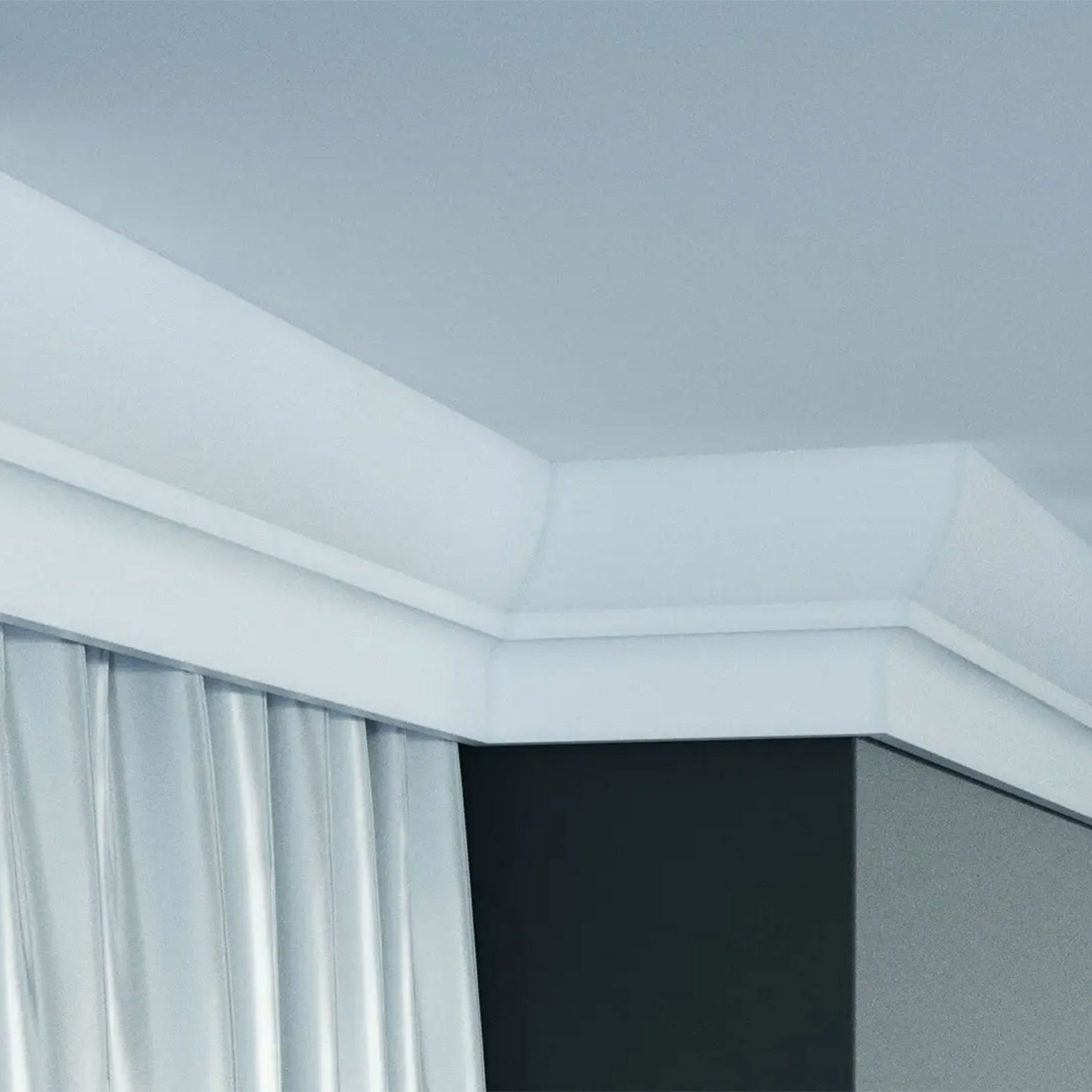 PROVISTON Stuckleiste Polyurethan, 100 x 50 x 2000 mm, Weiß, Deckenleiste, Kleben, Polyurethan, 1-St.