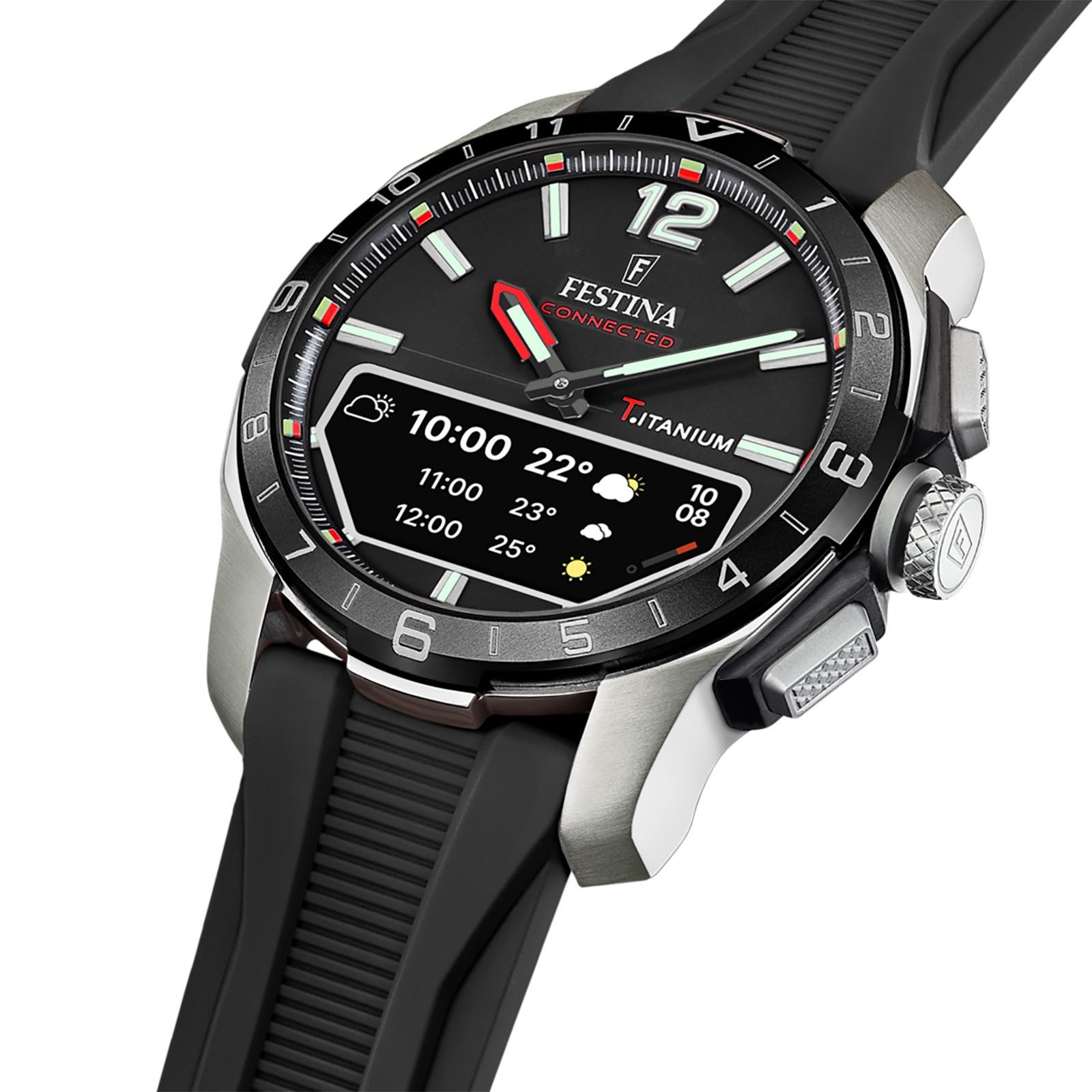 Festina Multifunktionsuhr Festina Herrenuhr Silikon schwarz, (Multifunktionsuhr), Herren Armbanduhr rund, Silikonarmband schwarz