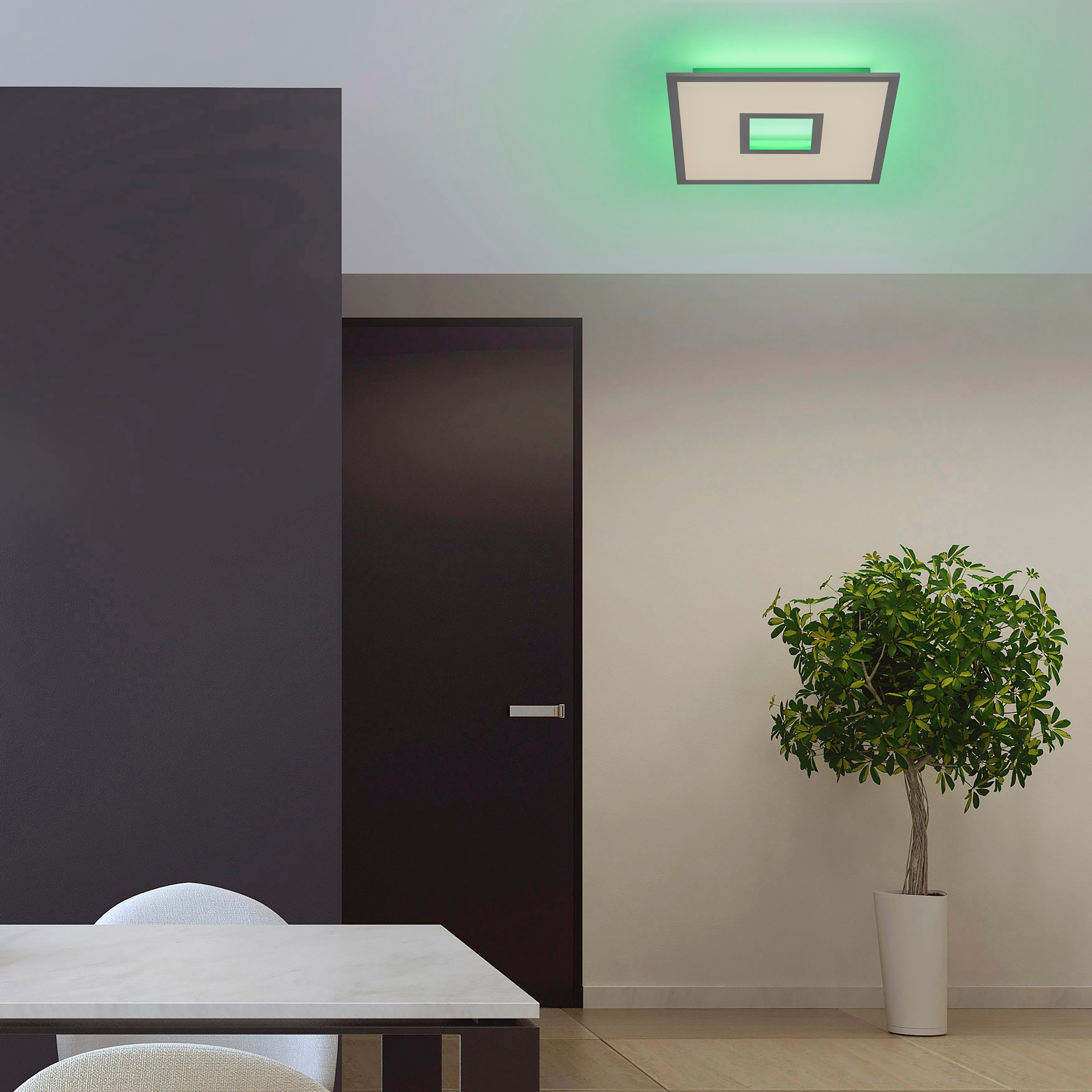 JUST LIGHT LED Deckenleuchte RECESS, Dimmfunktion, Memory, nach Trennung vom Netz, LED fest integriert, warmweiß - kaltweiß, dimmbar über Fernbedienung