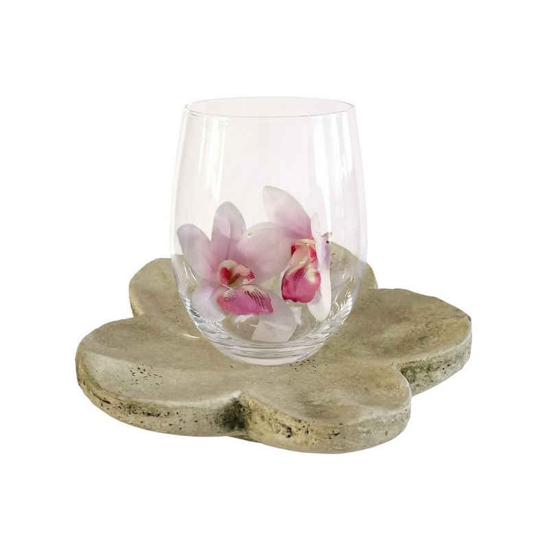 HTI-Living Windlicht Windlicht mit Untersetzer Vase (Set, 2 St., 1 Glas mit 1 Untersetzer ohne Blumendekoration), Teelichthalter