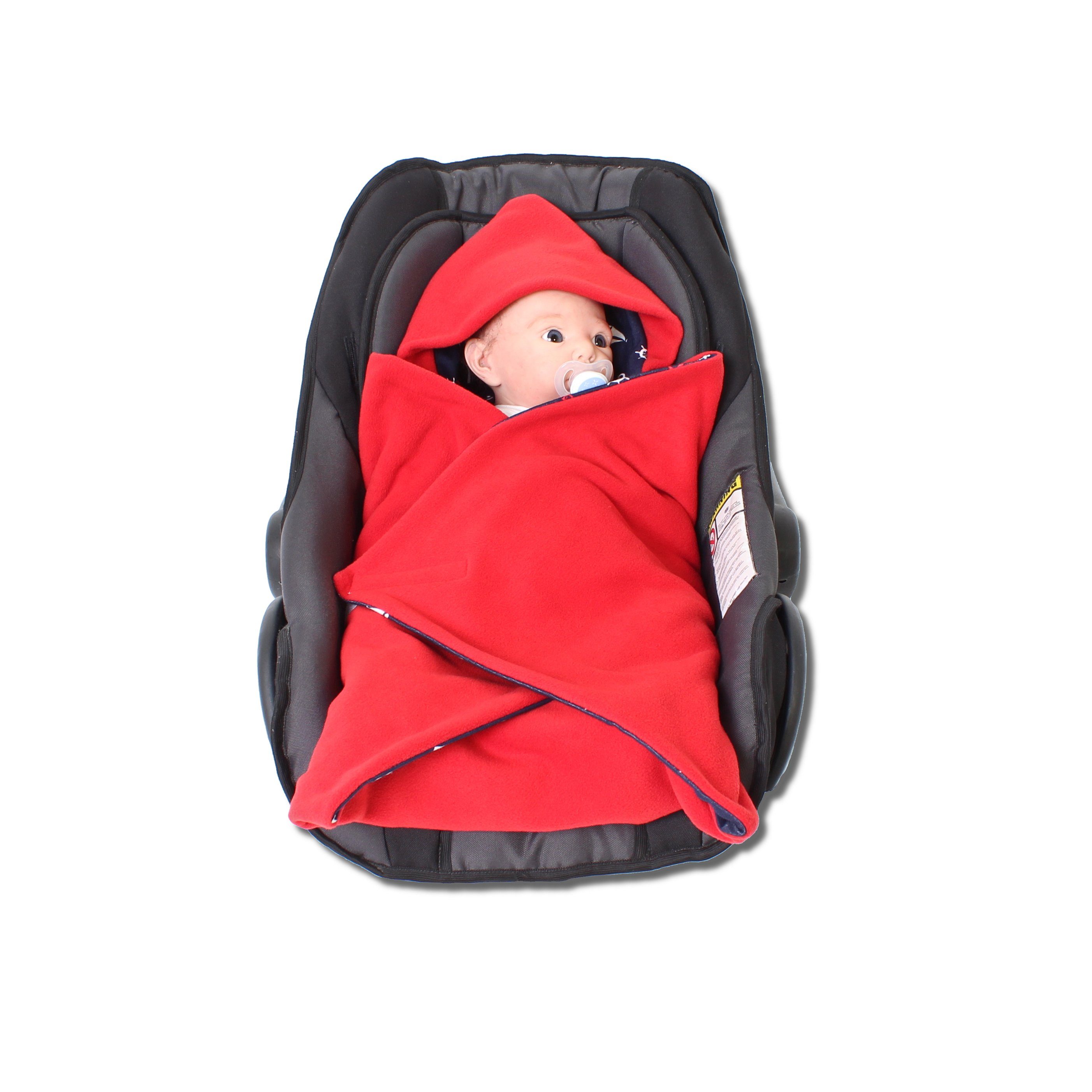 Einschlagdecke Babyschalendecke Fußsack für die Babyschale Sommer, HOBEA-Germany, für 3 Punkt Babyschale rot/Marine