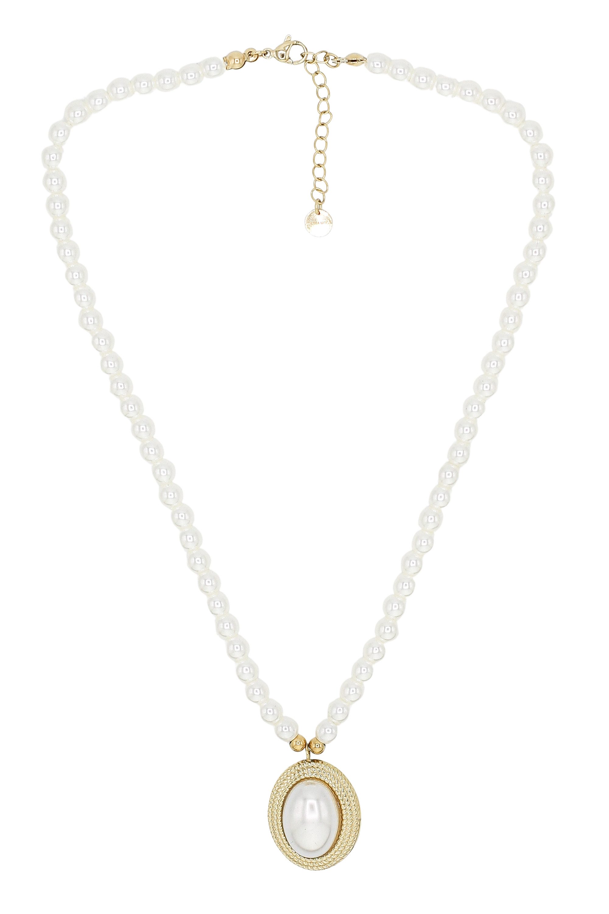 COLLEZIONE ALESSANDRO Kette mit Anhänger Timeless Pearl, Ovaler Anhänger im Vintage-Stil