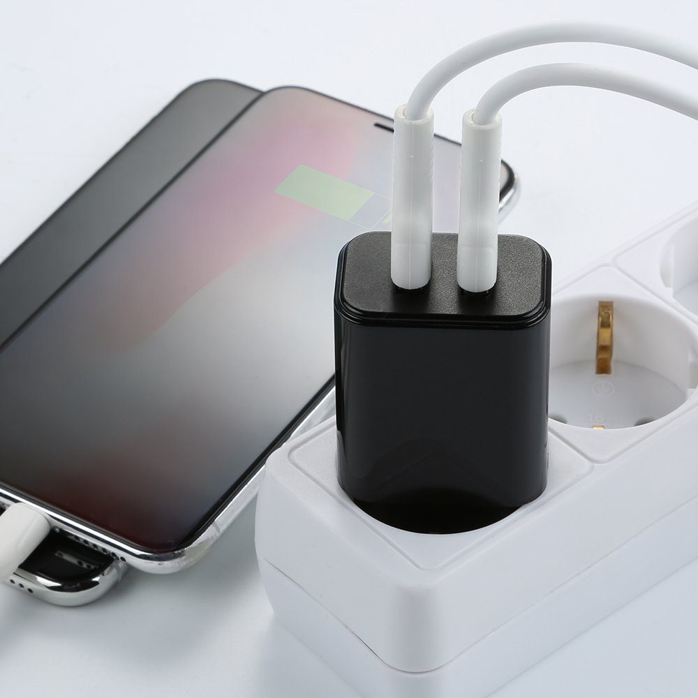 mcdodo 2xUSB Wandladegerät 2.4A Fast Charging Netzteil für Handys schwarz Schnelllade-Gerät
