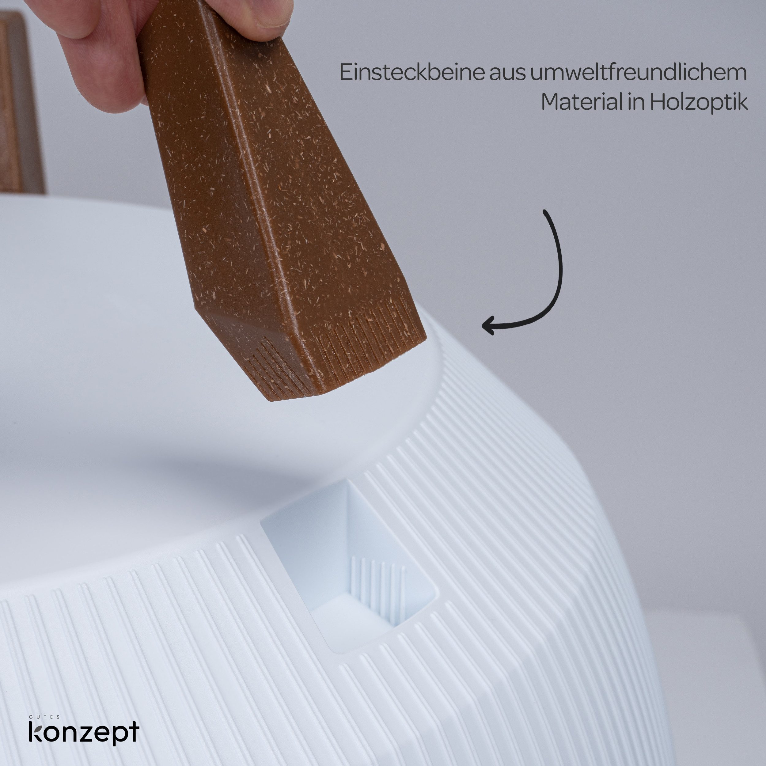 KONZEPT Blumentopf mit Füßen – großer Blumenkübel aus Kunststoff, runde Pflanzschale, 40 oder 47cm, modern & wetterfest, für Innen und Außen – Bild 5 von 5