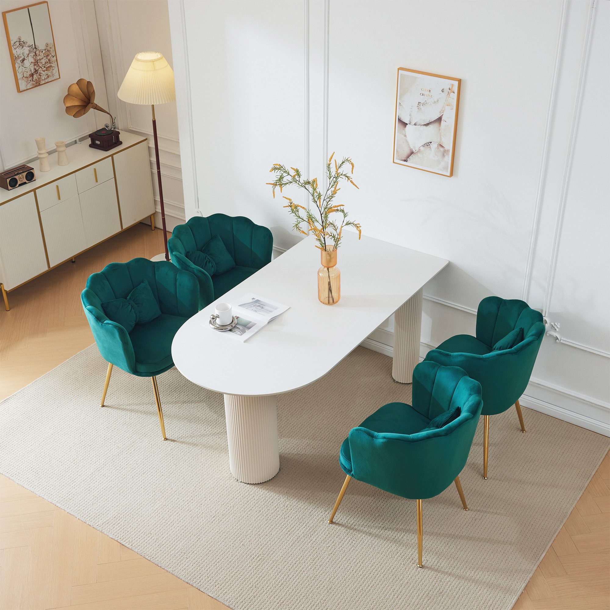 OKWISH 4-Fußstuhl Polsterstuhl Küchenstuhl Lounge Stuhl, günstig online kaufen