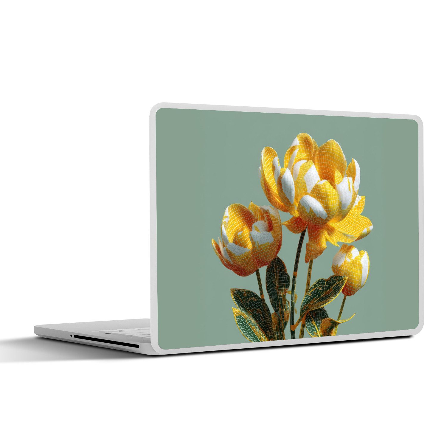 MuchoWow Laptop-Aufkleber Blumen - Gelb - Blätter - Struktur, (1tlg), Laptop Folien Cover, Наклейка, Sticker, Schutz vor Kratzern, 30x21 cm