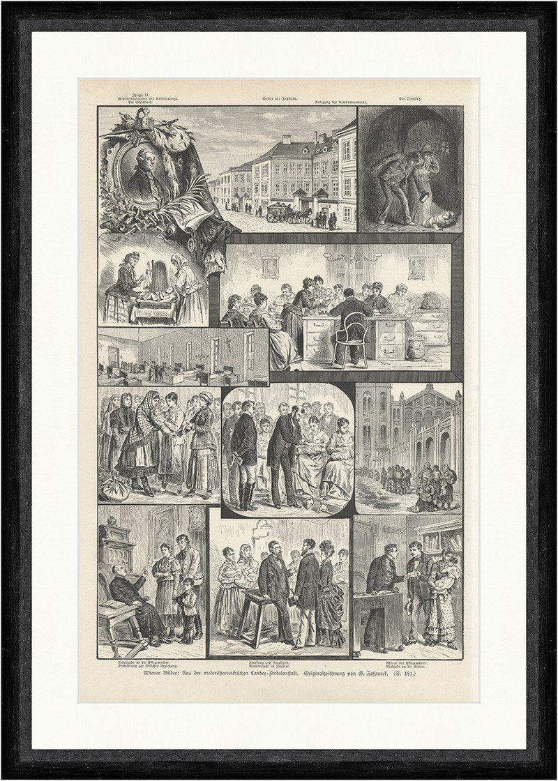 BillerAntik Kunstdruck Niederösterr. Landes Findelanstalt Zasaureck Holzstich Faksimile_E 136, (1 St)