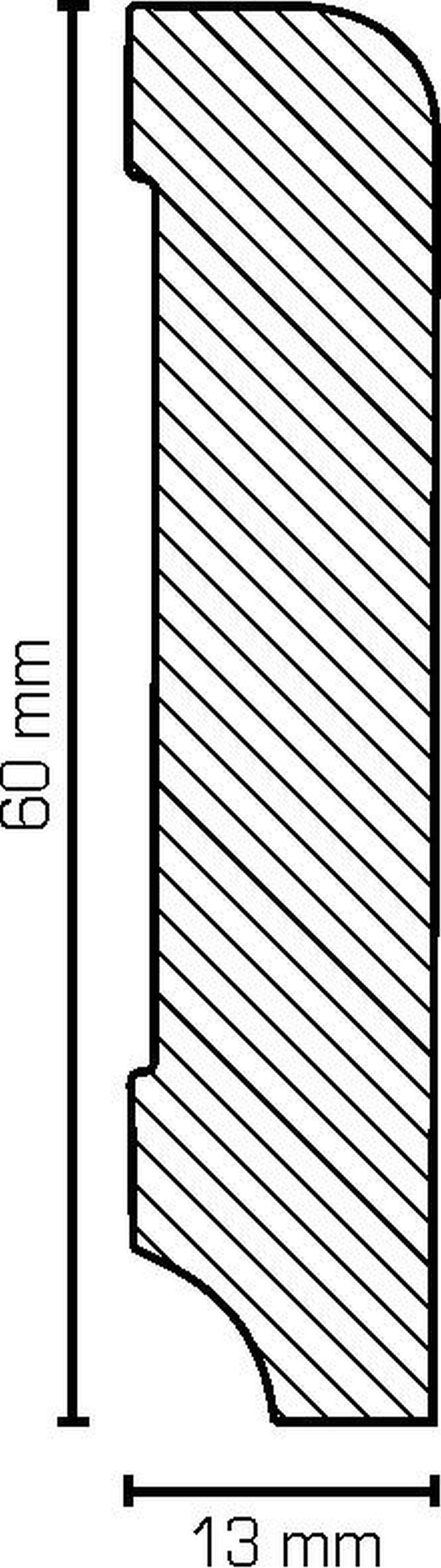 Südbrock Sockelleiste Sockelleiste weiß Holz 13 x 60 mm Kiefer lackiert RAL 9016 Fußleiste, L: 250 cm, H: 6 cm, 1-St.