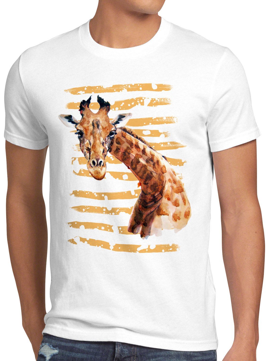 style3 Print-Shirt Herren T-Shirt Giraffe safari zoo afrika sommer