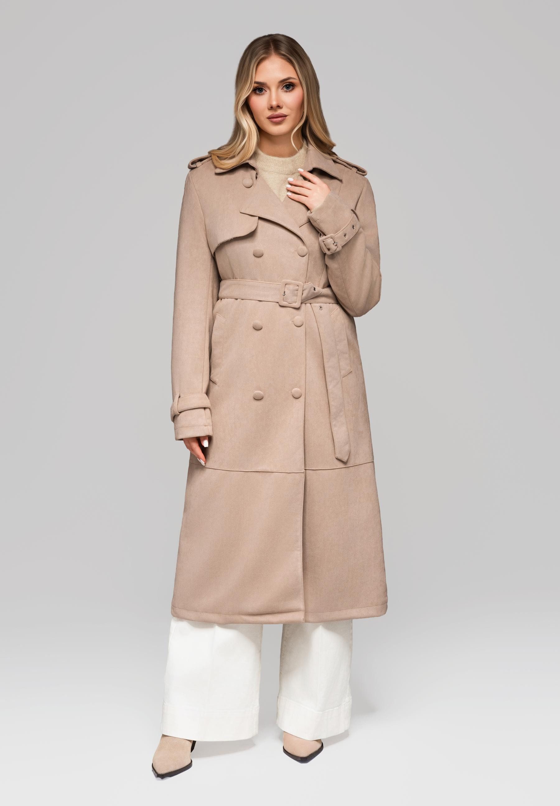OMBRE Trenchcoat Eleganter Damen-Trenchcoat mit Gürtel Klassischer Damen-Trenchcoat