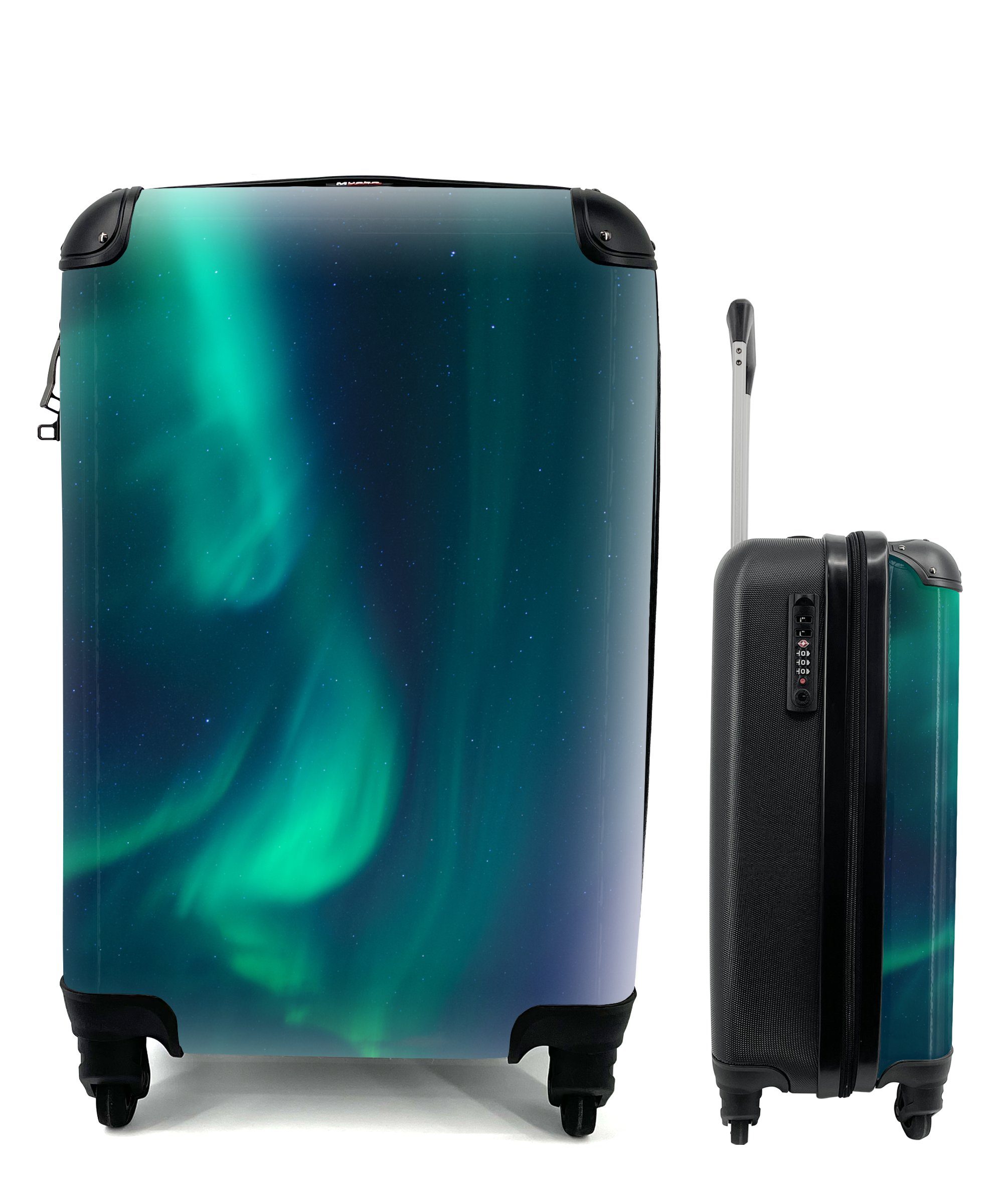 Handgepäck rollen, mit Rollen, Handgepäckkoffer für - Sternenhimmel Eis, 4 Ferien, - Nordlichter MuchoWow Reisetasche Trolley, Reisekoffer