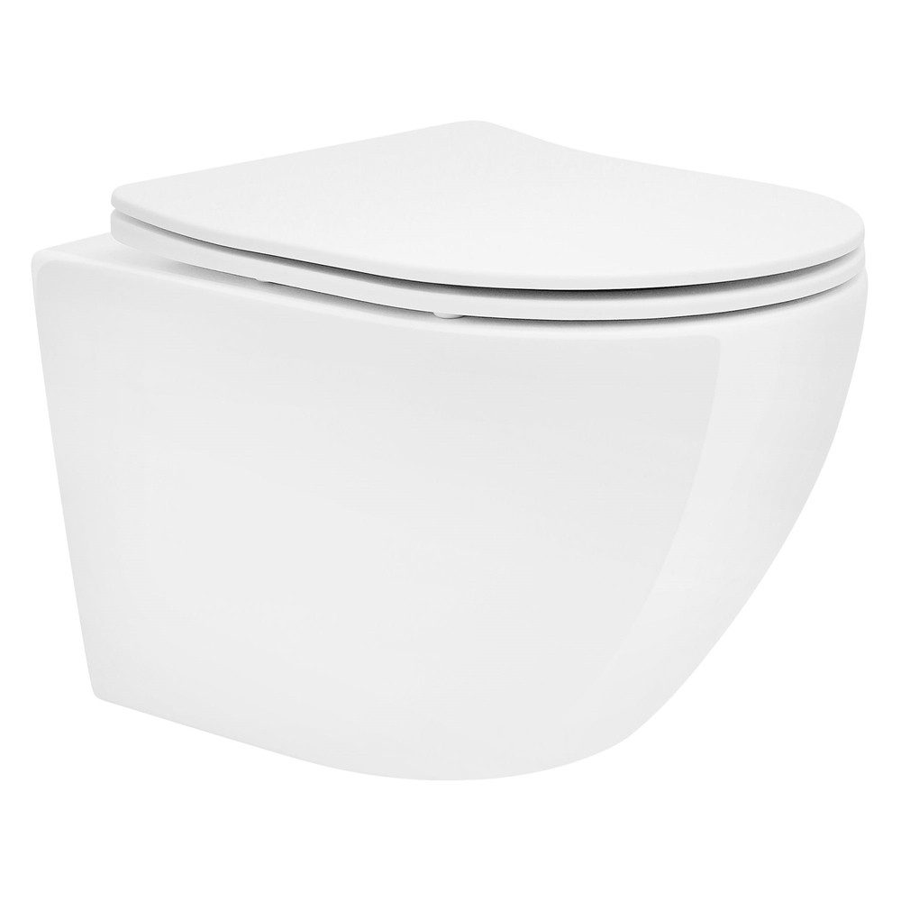 LuxeBath Tiefspül-WC Spülrandloses Wand Hänge WC aus Keramik, mit WC-Sitz A günstig online kaufen