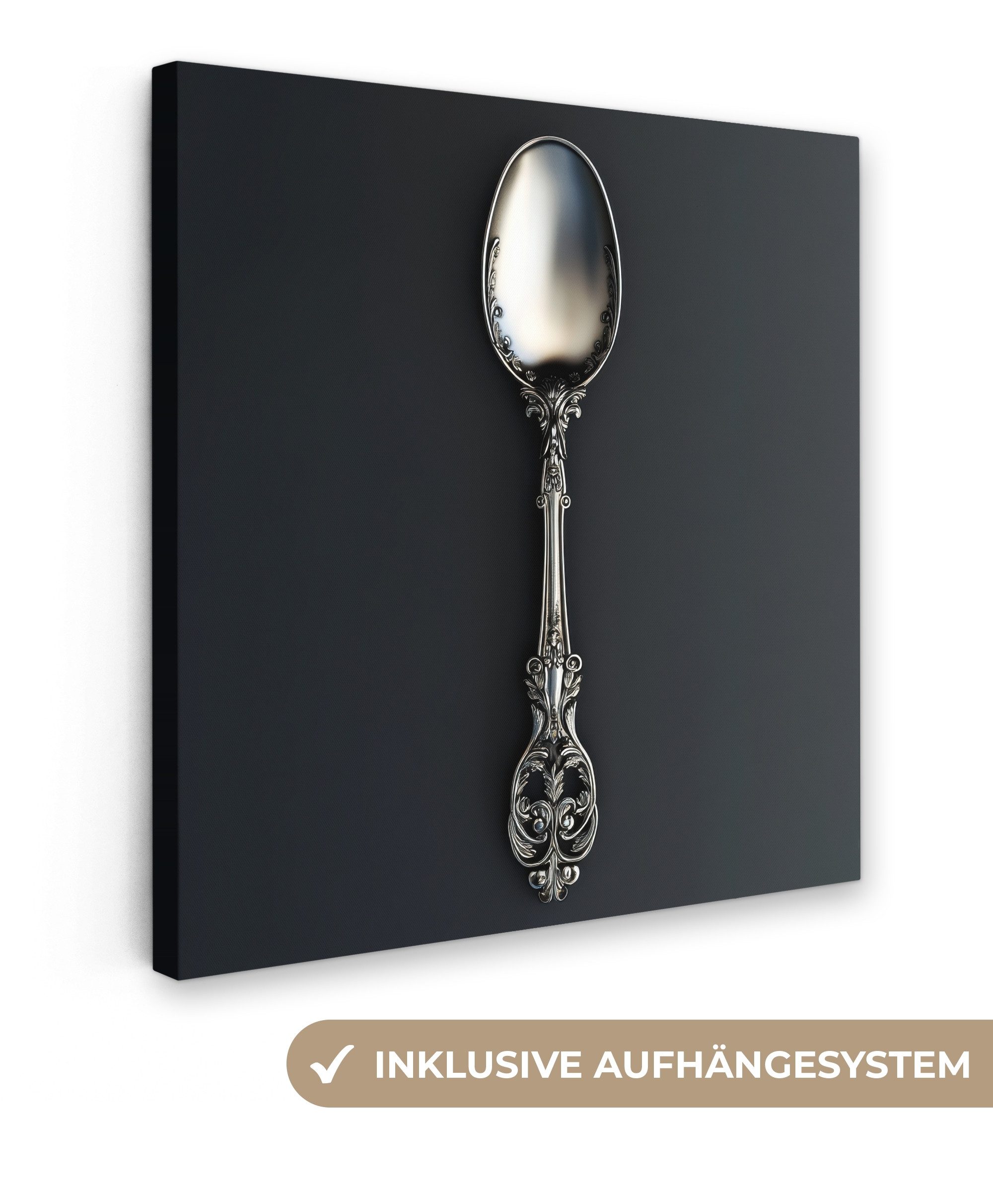 Leinwandbild Löffel - Silber - Metall - Küche