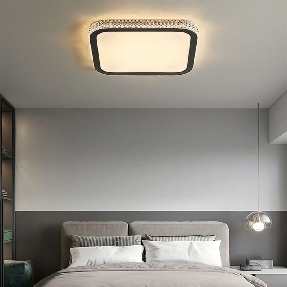 Dimmbar Warmweiß/Neutralweiß/Kaltweiß, fest integriert, 43W LED Schwarz Modern Deckenleuchte Wohnzimmer, Deckenlampe Deckenleuchten mit LED Daskoo LED Fernbedienung