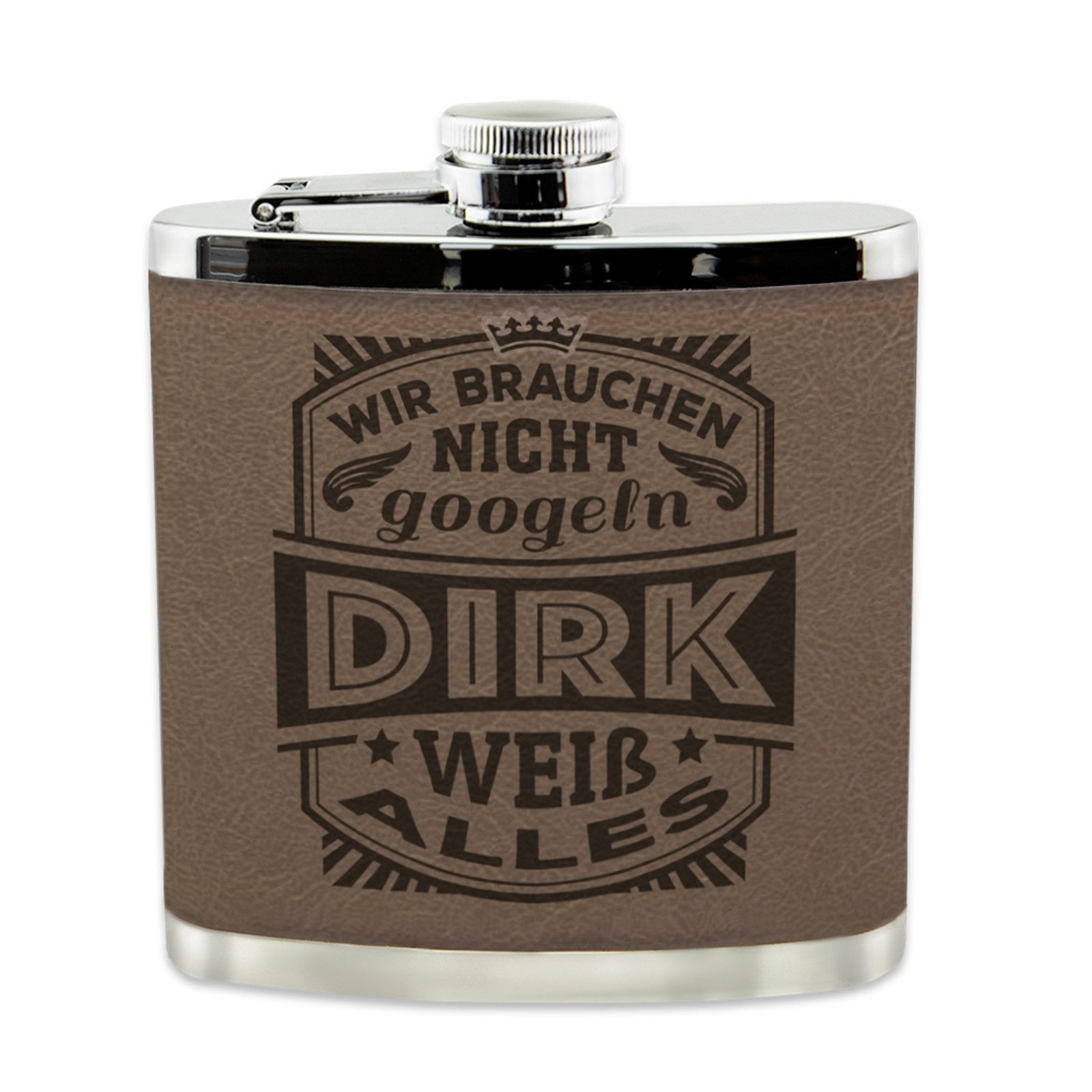 HTI-Living Flachmann Echter Kerl Flachmann Dirk, Männer Trinkflasche mit Kunstleder
