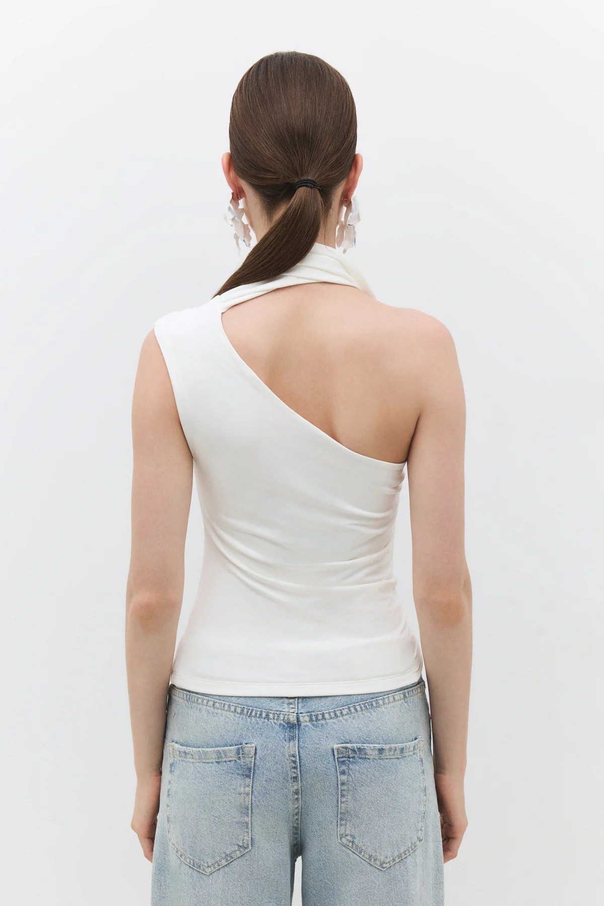 No Matter What Blusentop Basic-Bluse mit einem Träger und Schal-Detail