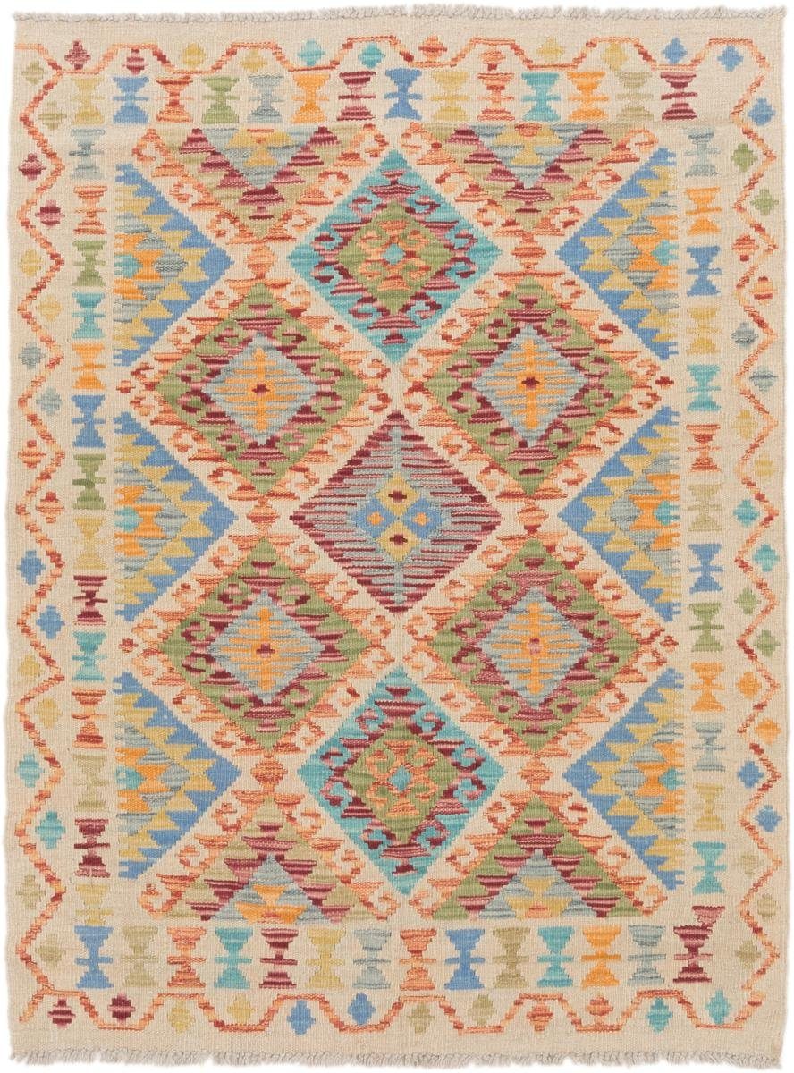 Orientteppich Kelim Afghan 106x140 Handgewebter rechteckig, 3 mm Orientteppich, Trading, Höhe: Nain