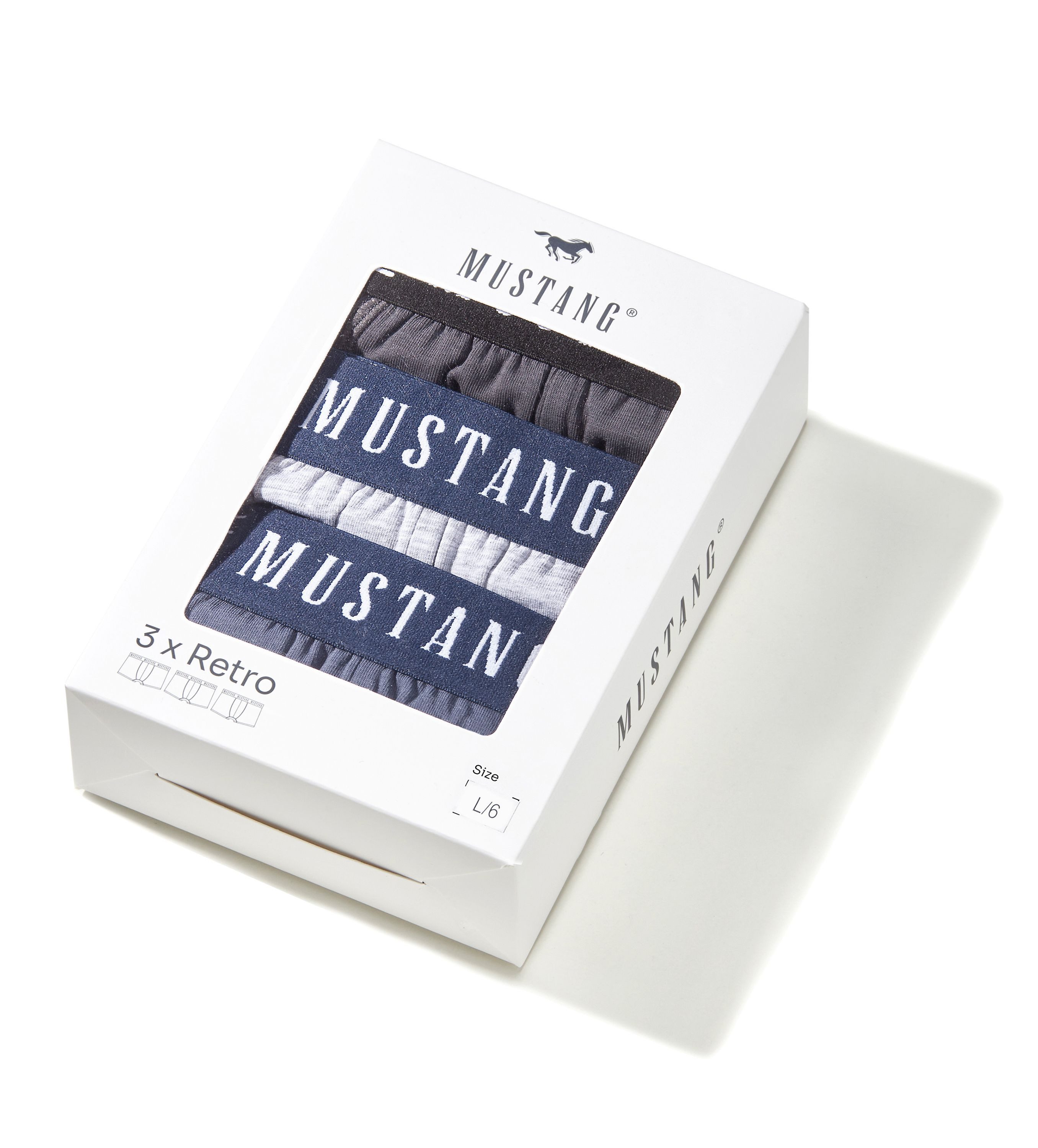 MUSTANG Retro Boxer (Spar-Set, 3-St) enge Passform, perfekter Sitz, elastischer Bund, maximaler Komfort