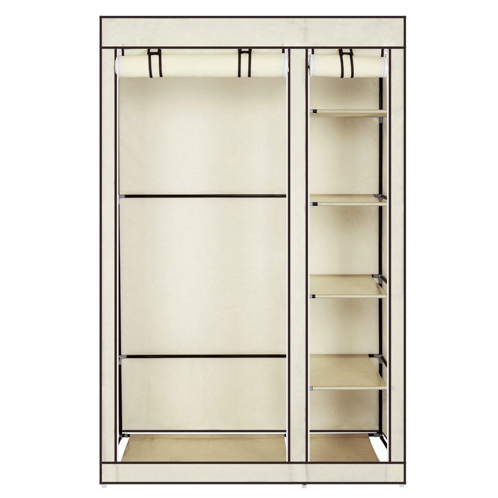 VINGLI Stoffschrank Kleiderschrank Stoff, 110 x 45 x 170 cm, Faltbar Stoffschrank mit Kleiderstange, Stabil, mit Fächern, viel Platz, Offen