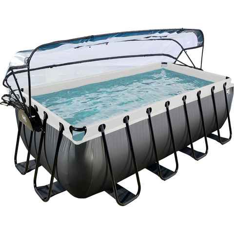 EXIT Framepool Black Leather Pool, 5-tlg., BxLxH: 200x400x122 cm, mit Sandfilteranlage und Wärmepumpe